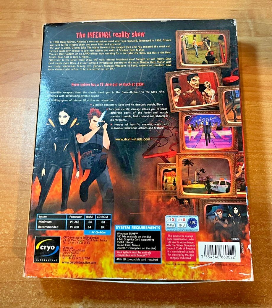 The Devil Inside PC Big Box Cryo 2000 Horror Action Adventure CIB