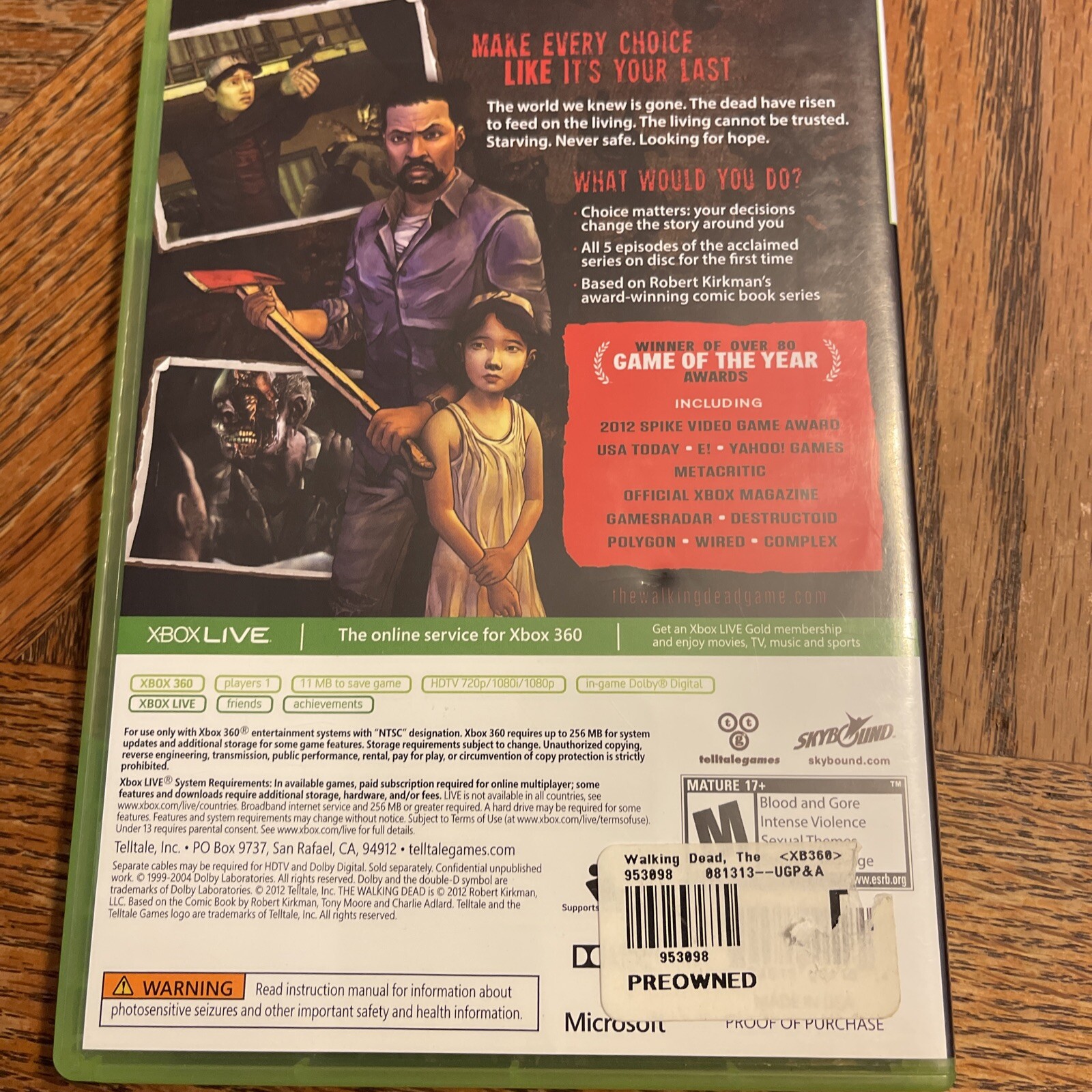 The Walking Dead: A Telltale Games Series – Xbox 360 Game – Complete & Tested