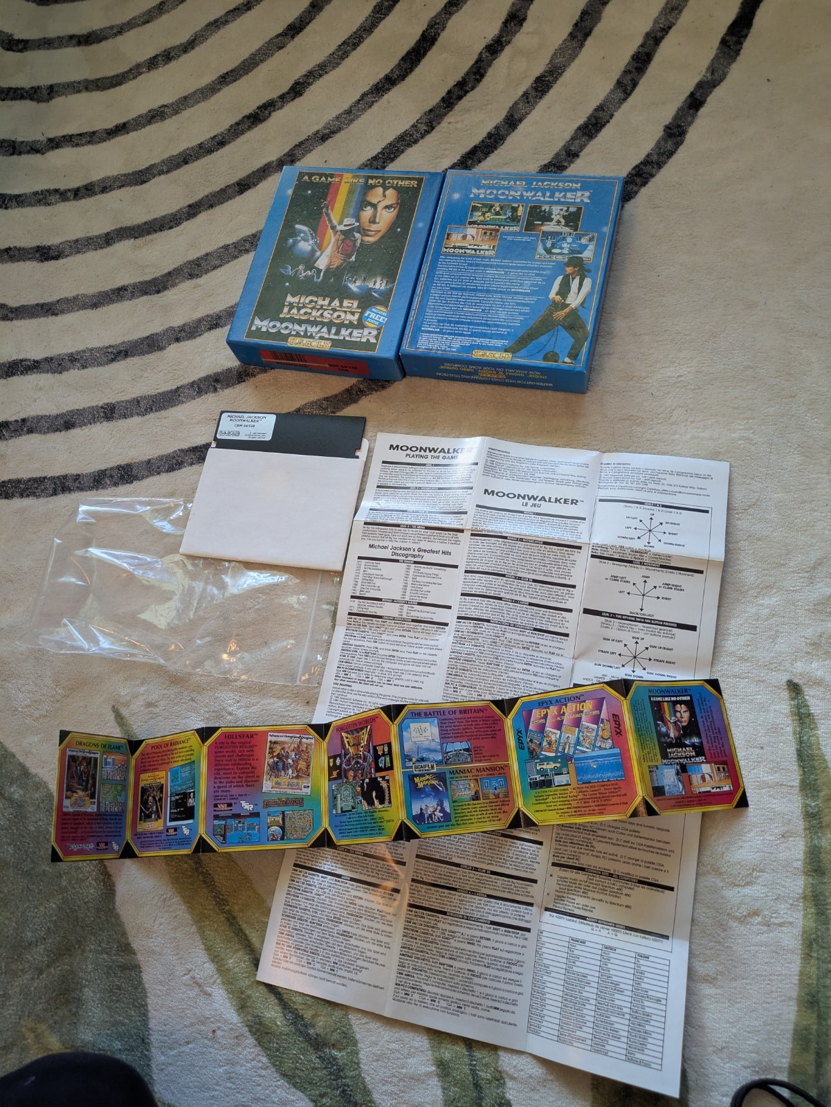 V RARE Michael Jackson Moonwalker Commodore 64/128 Disk Mint Poster PAL CIB