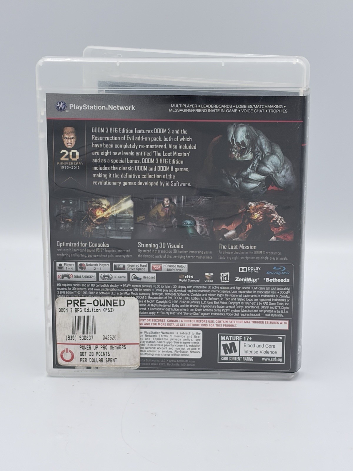 Doom 3: BFG Edition PS3 Sony PlayStation 3 2012 Complete w Manual TESTED