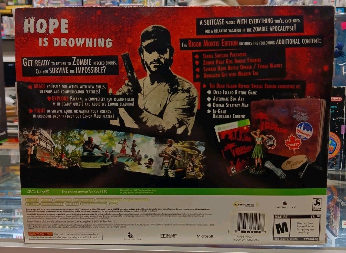 Dead Island Riptide Collectors Ed. Xbox 360. Game Factory Sealed, Box Open.