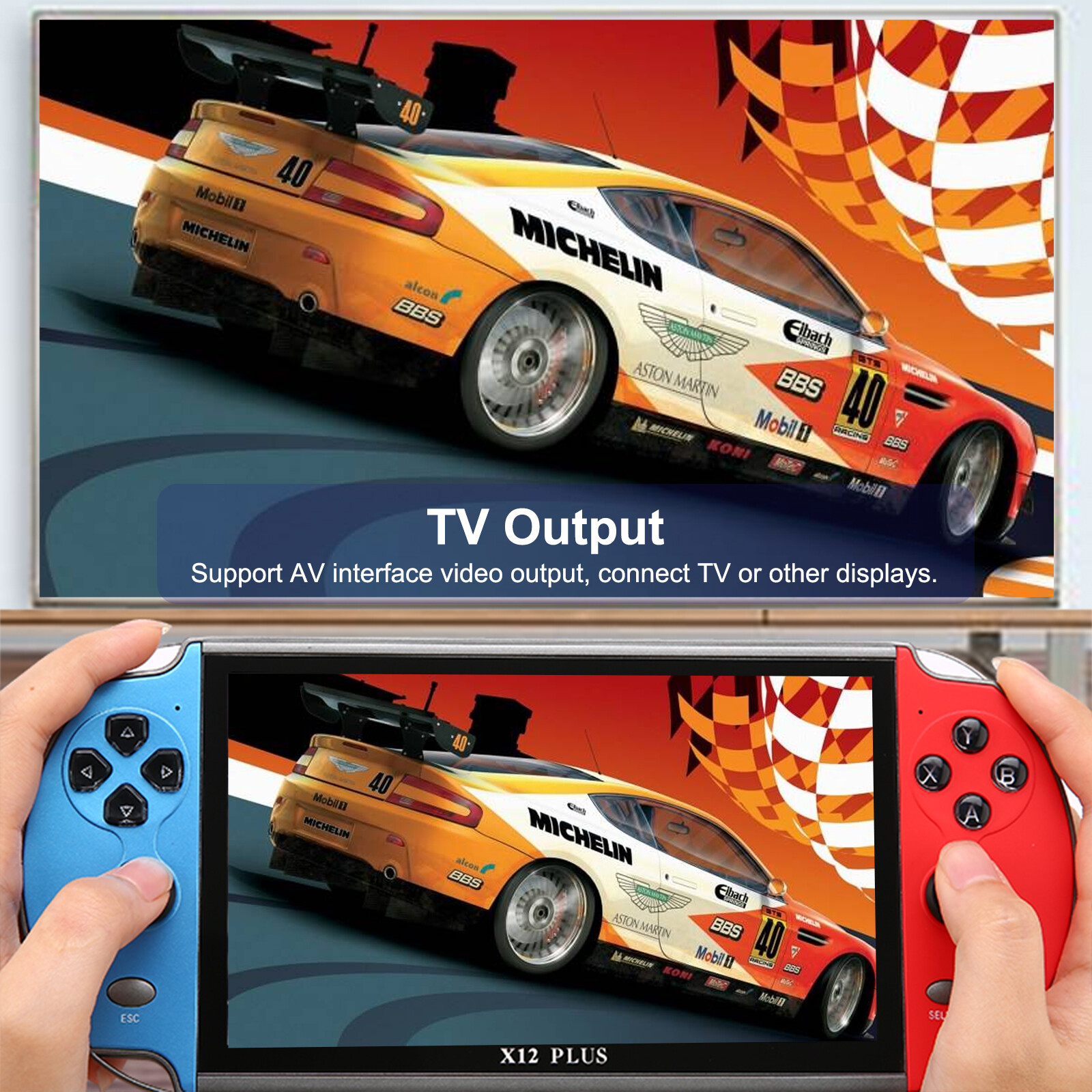 X12 Plus7″ Video Game Console 16GB Retro Handheld Portable 10000Built-in Game ZA