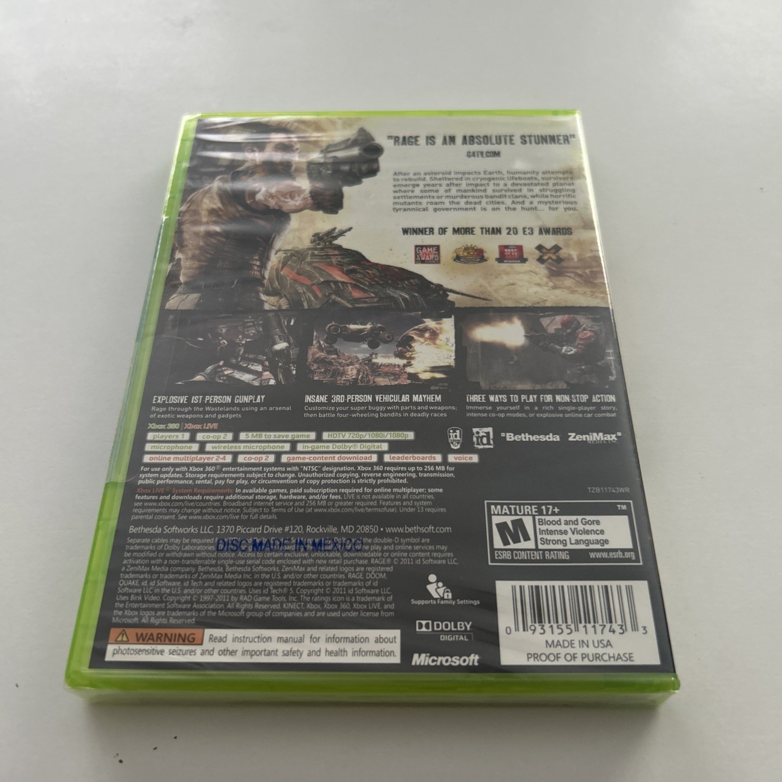 FACTORY SEALED Rage (Microsoft Xbox 360, 2011)