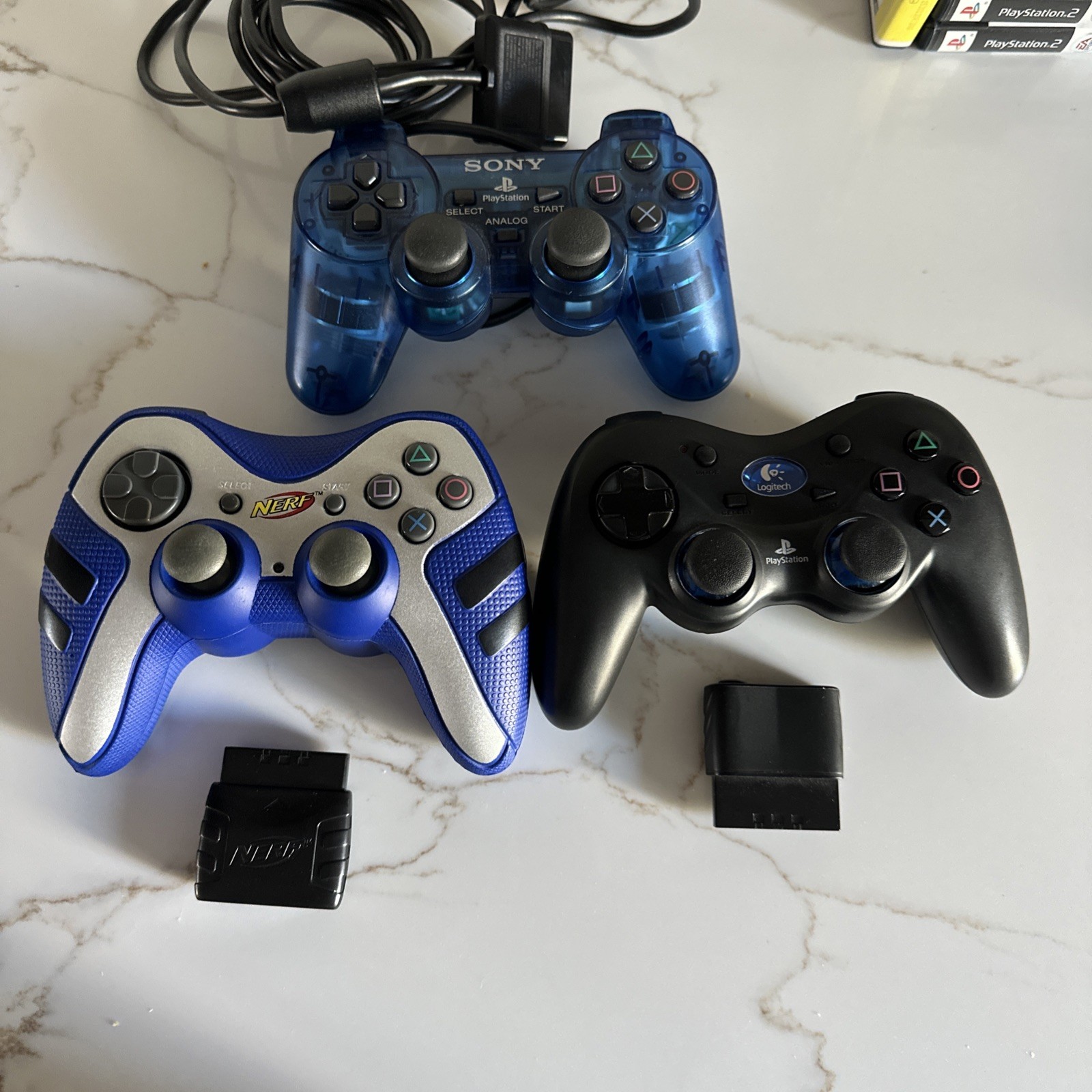 Sony PlayStation 2 Slim Console (SCPH-70001) + 23 Sports Games, Controllers READ