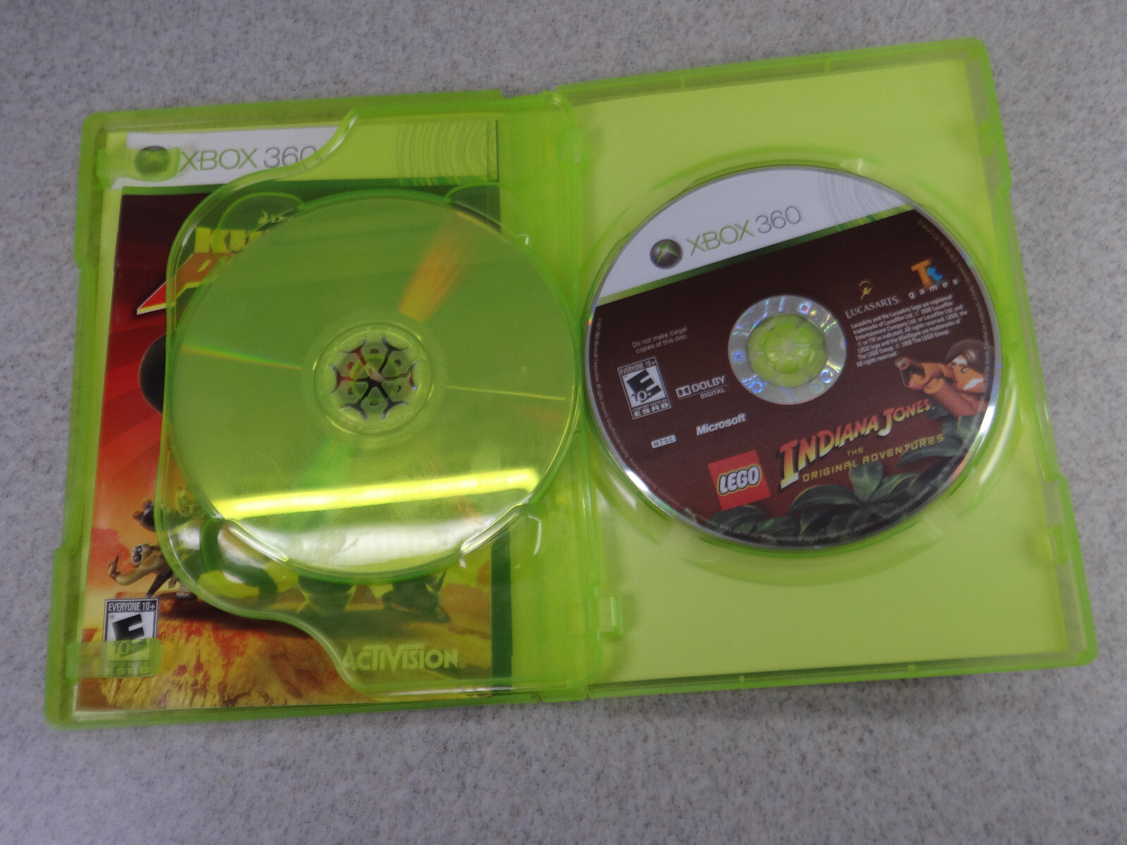 Microsoft Xbox 360 CIB Lego Indiana Jones The Original Adventures and Kung Fu Pa