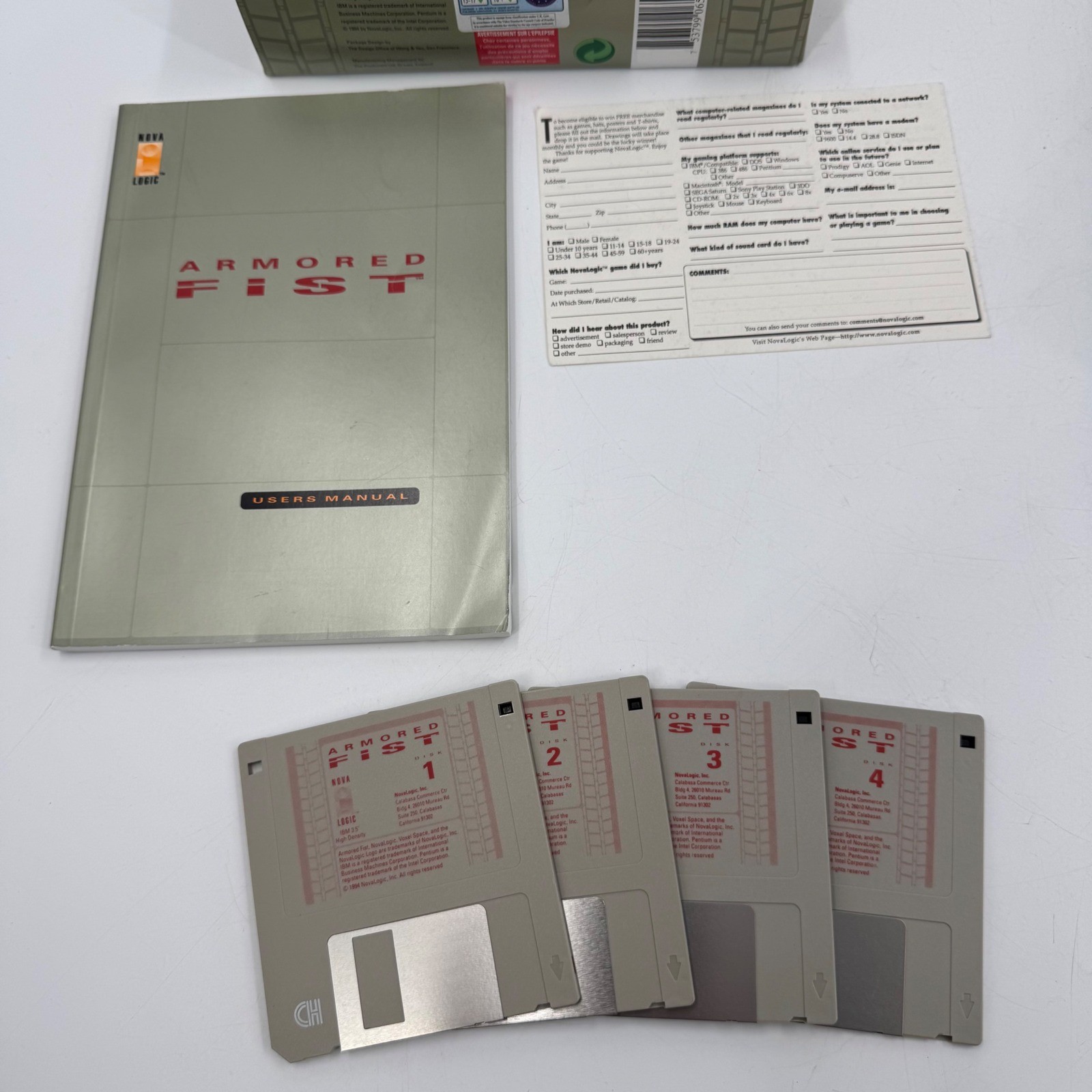 Nova Logic Armored Fist PC Game 3.5″ Floppy Disk Vintage Complete in Box