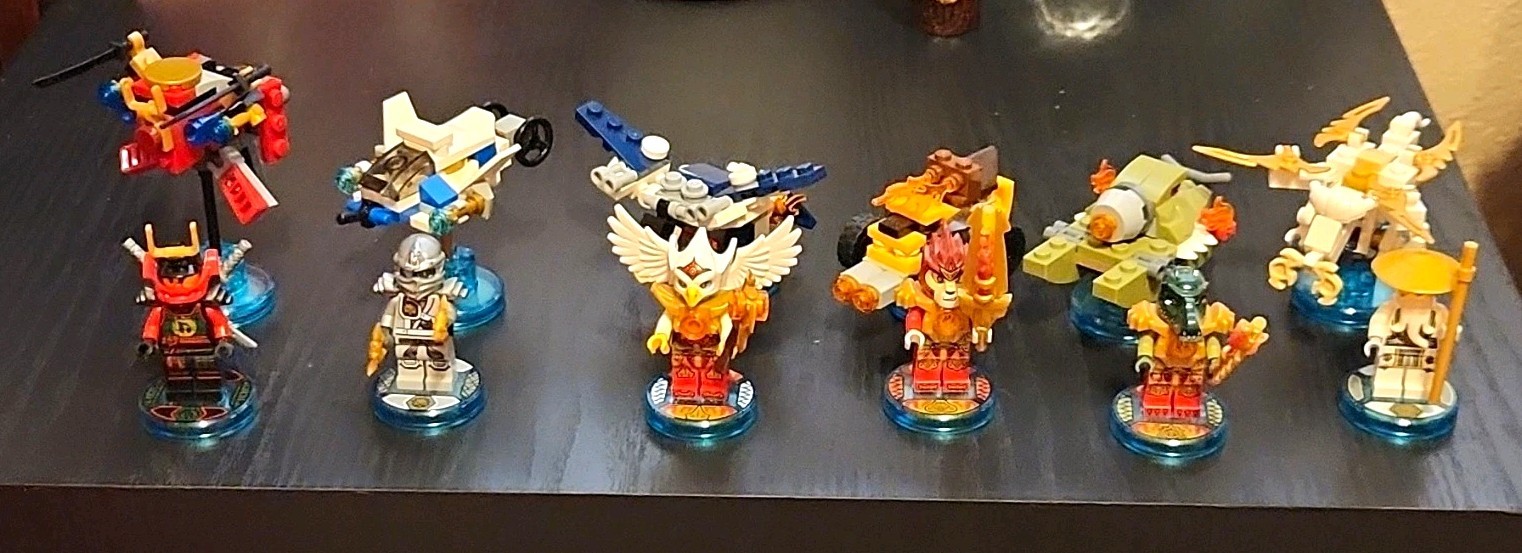 LEGO Dimensions Ninjago Minifigures Lot Cole Zane Kai Lloyd Wu + Vehicles Tags