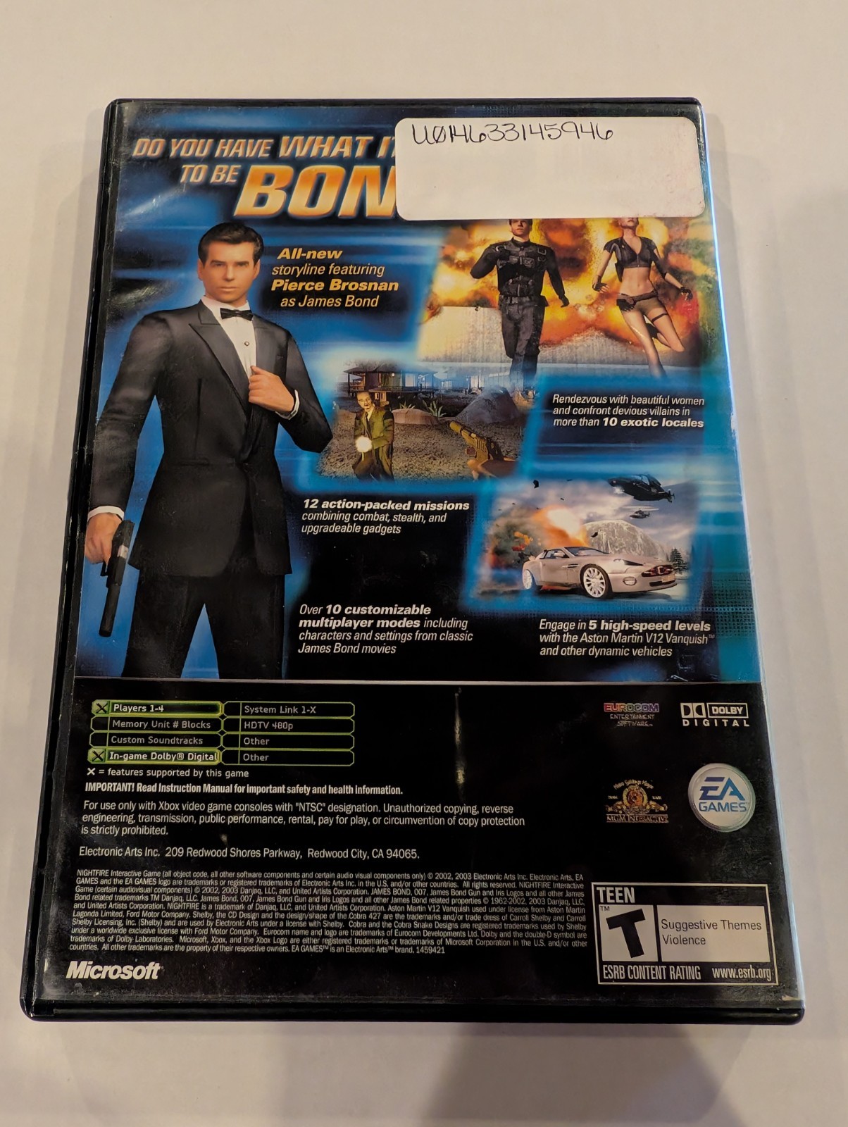007: NightFire Platinum Hits (Microsoft Xbox, 2003) Tested No Manual