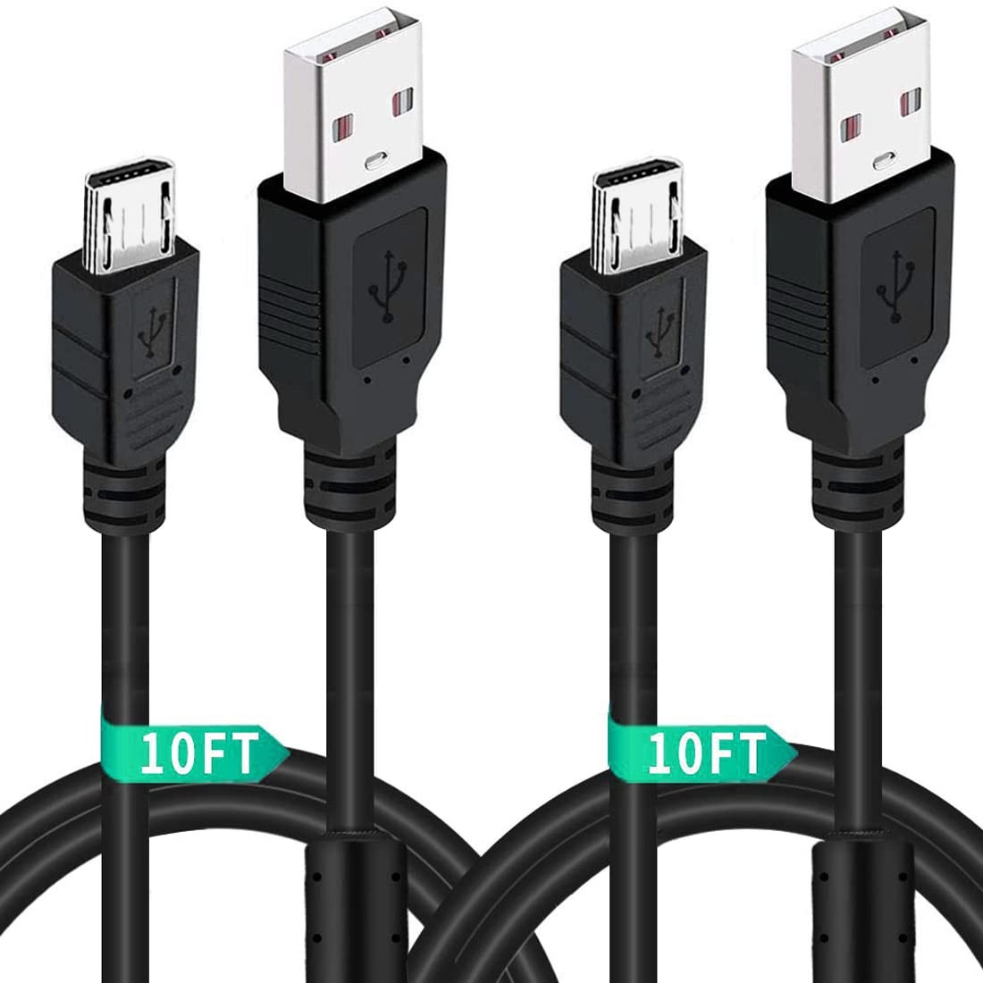 2 Pack 10FT PS4 DualShock 4 Controller Charger Charging Cable with Magnetic Ring