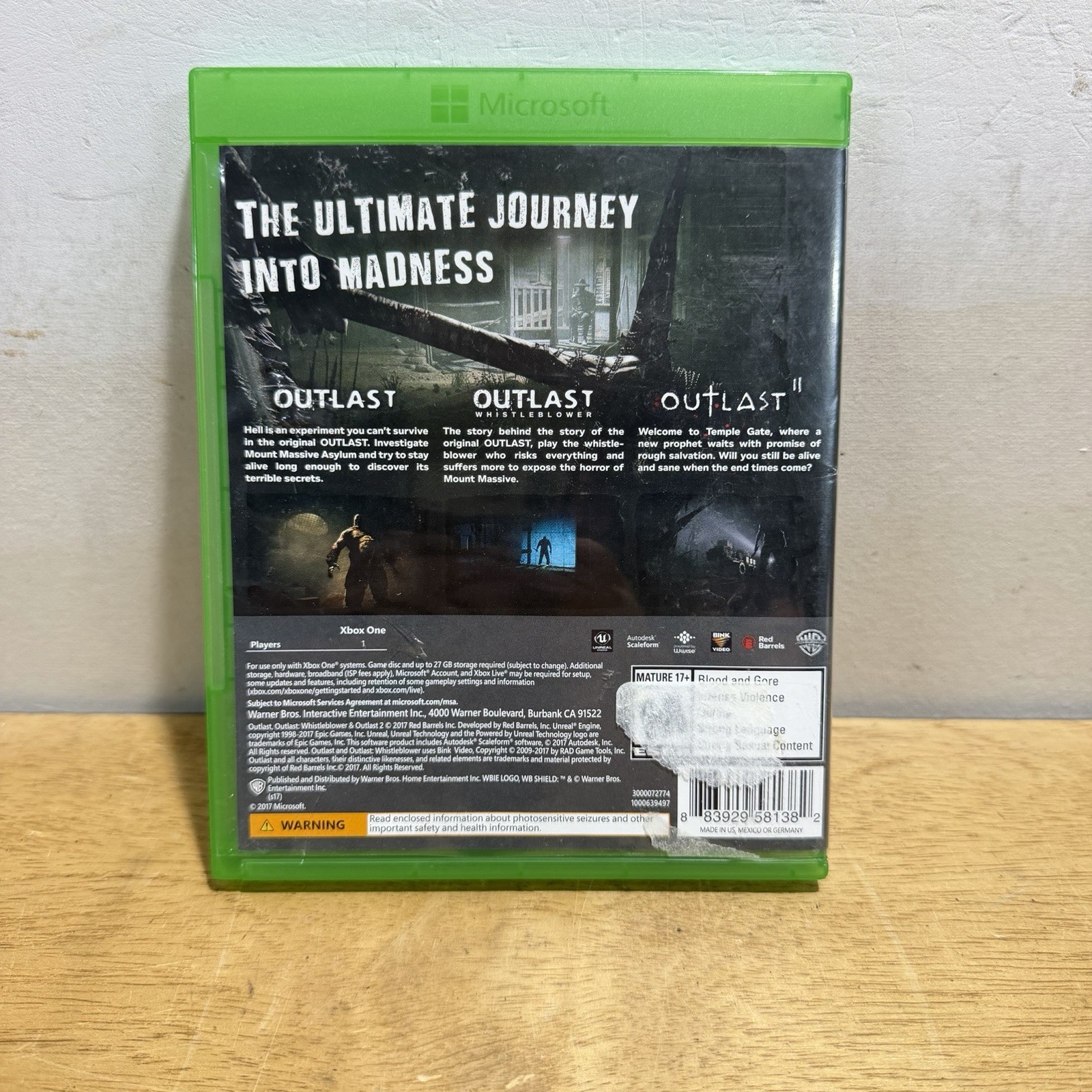 Outlast Trinity Xbox One (2 Discs) | CIB Complete, Tested, Clean Discs