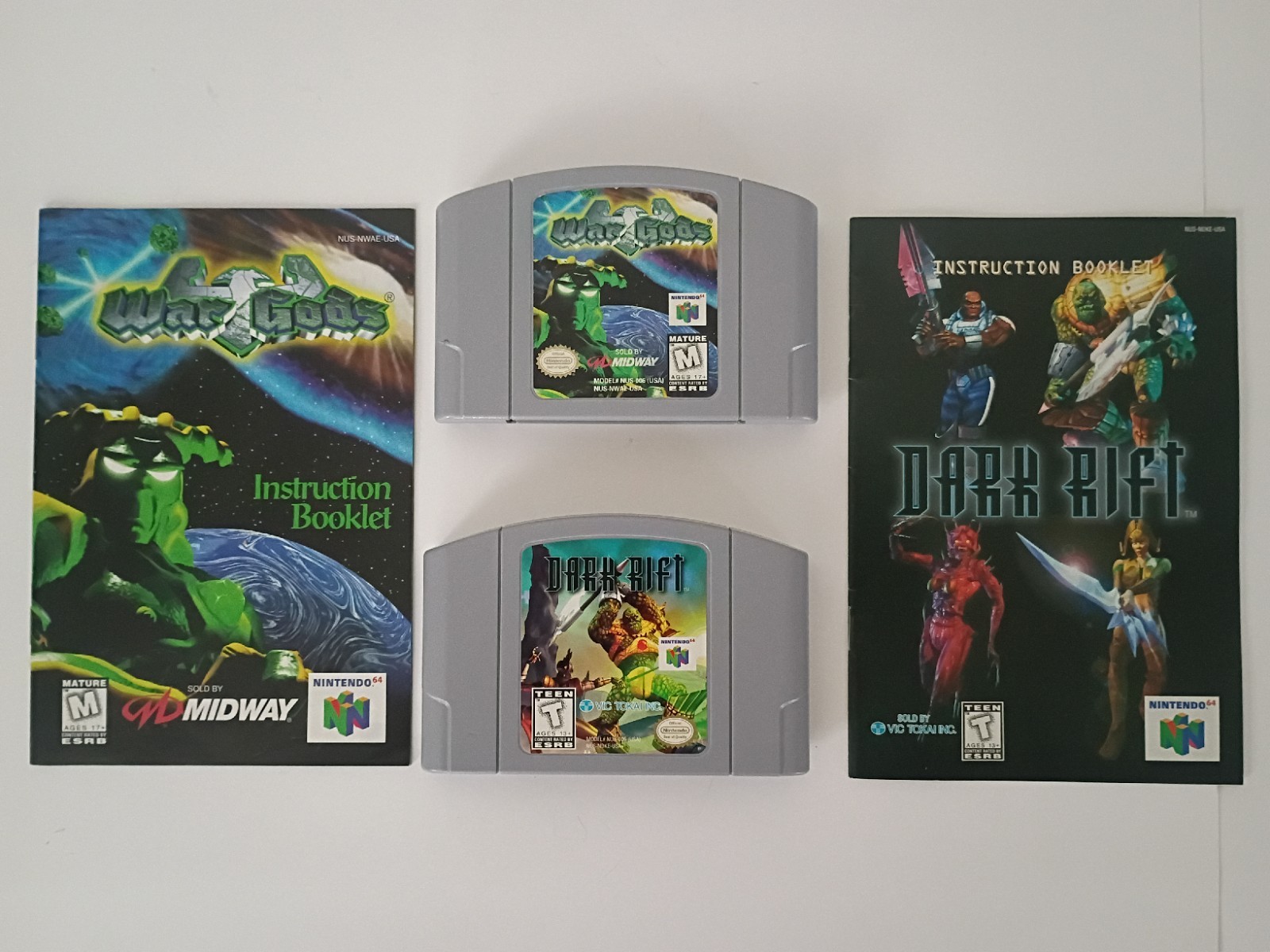 Dark Rift & War Gods N64 Nintendo 64, 1996 Authentic Game Cartridge & Manual Lot