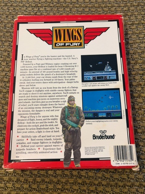 WINGS OF FURY BRODERBUND AMIGA GAME W/ BOX + PAPERS CLASSIC COMPUTER SEE PICS