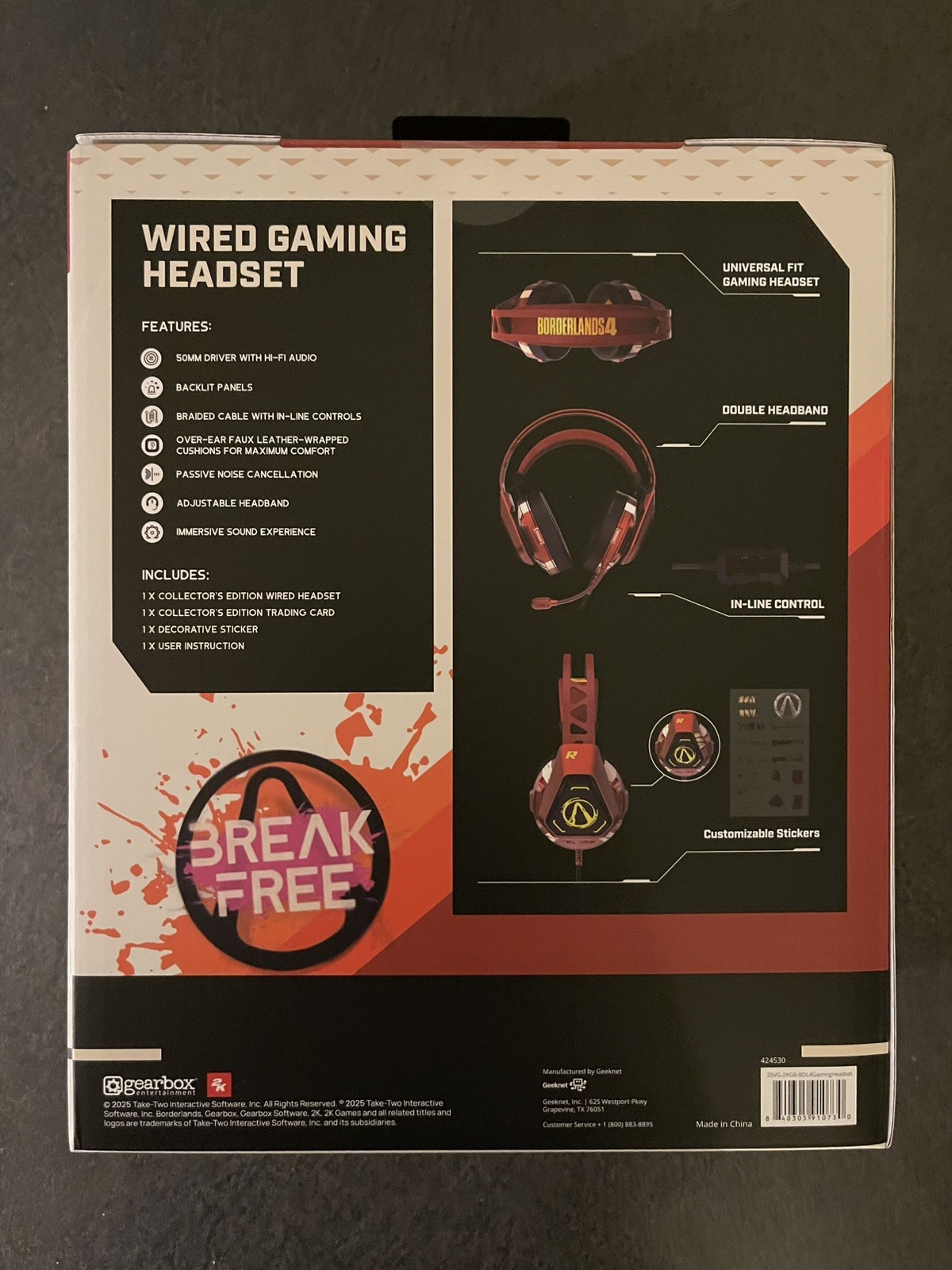 Borderlands Four 4 Wired Gaming Headset Deluxe Collector’s Edition
