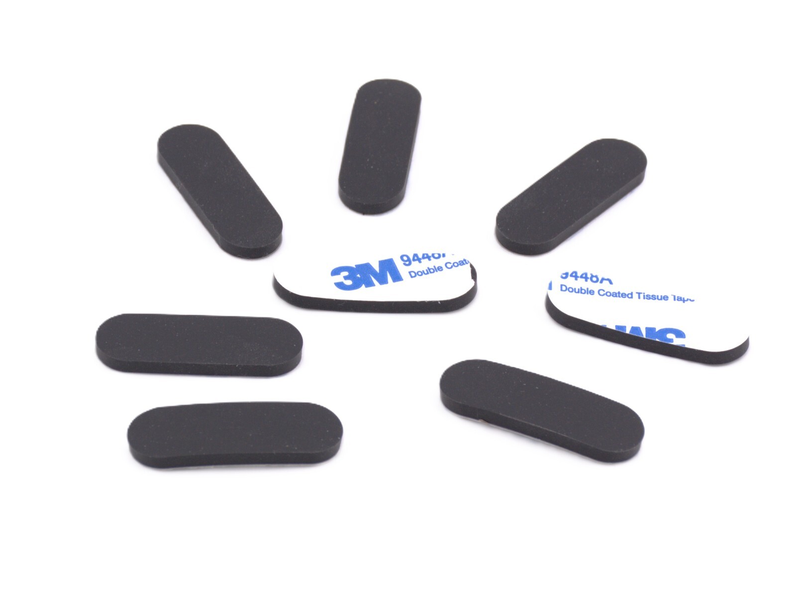 1/2″ x 1 1/2″ x 1/8″ Oval Shaped Rubber Feet 3M Backing Various Package Sizes