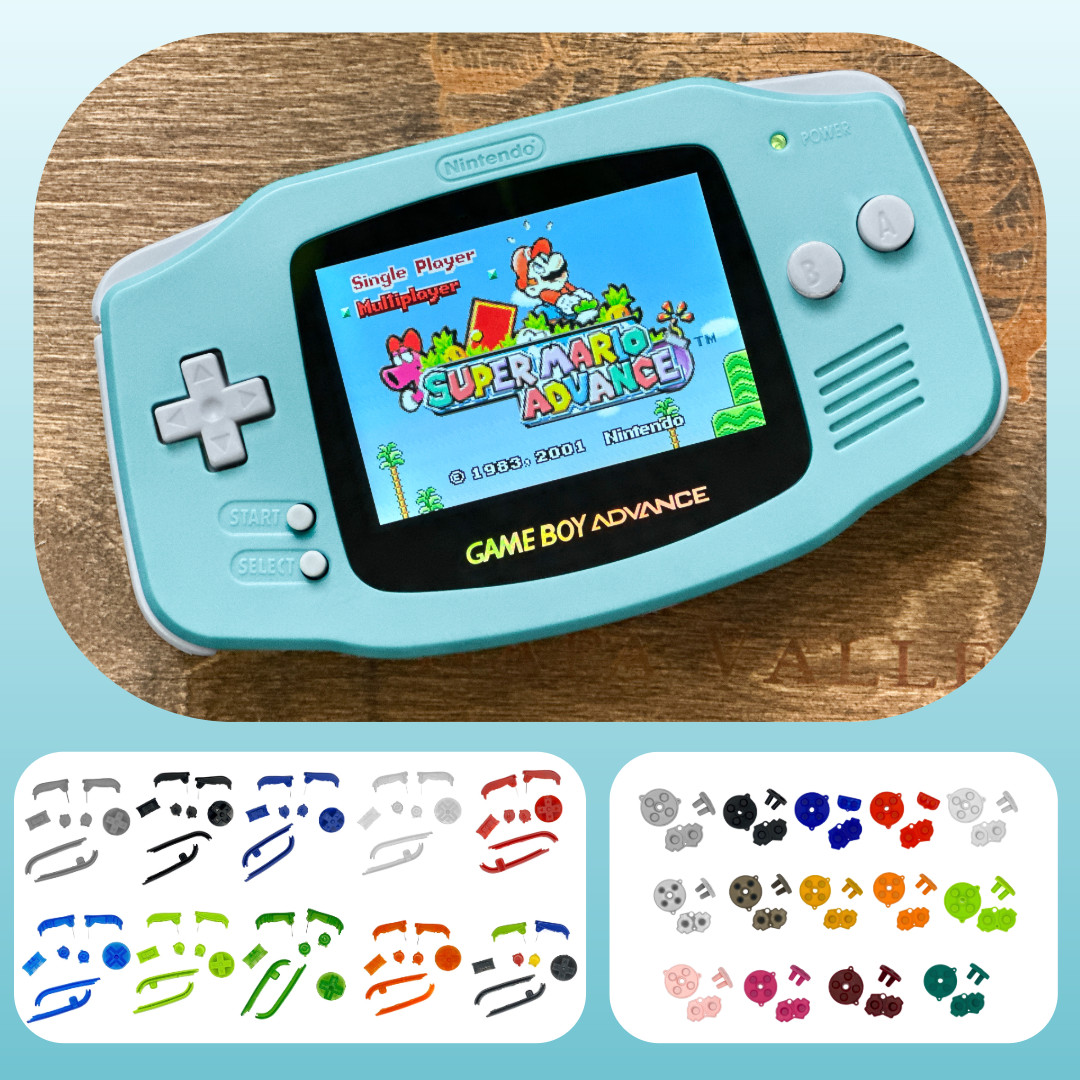 Nintendo GBA Game Boy Advance LIGHT BLUE System V5 IPS LCD PICK YOUR BUTTONS