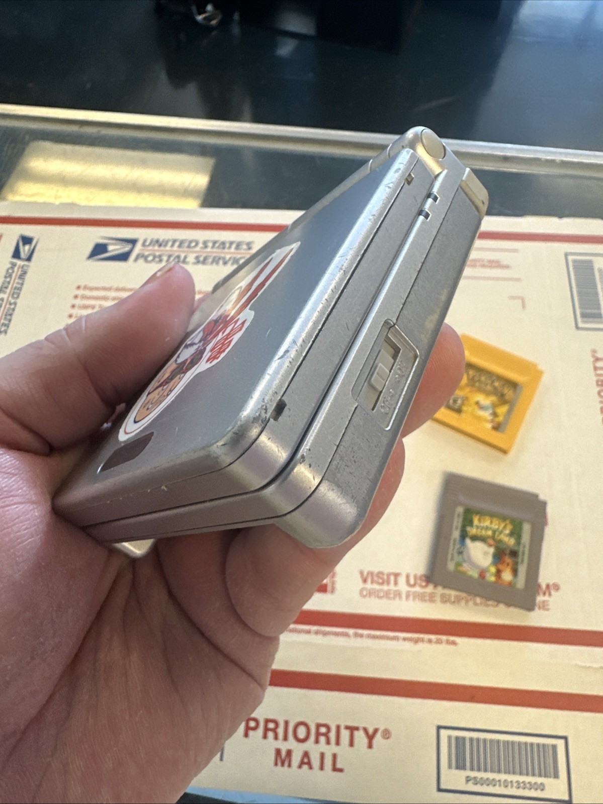 Nintendo Game Boy Advance SP Silver AGS-001 W/ Pokemon Pikachu Edition & Kirby!