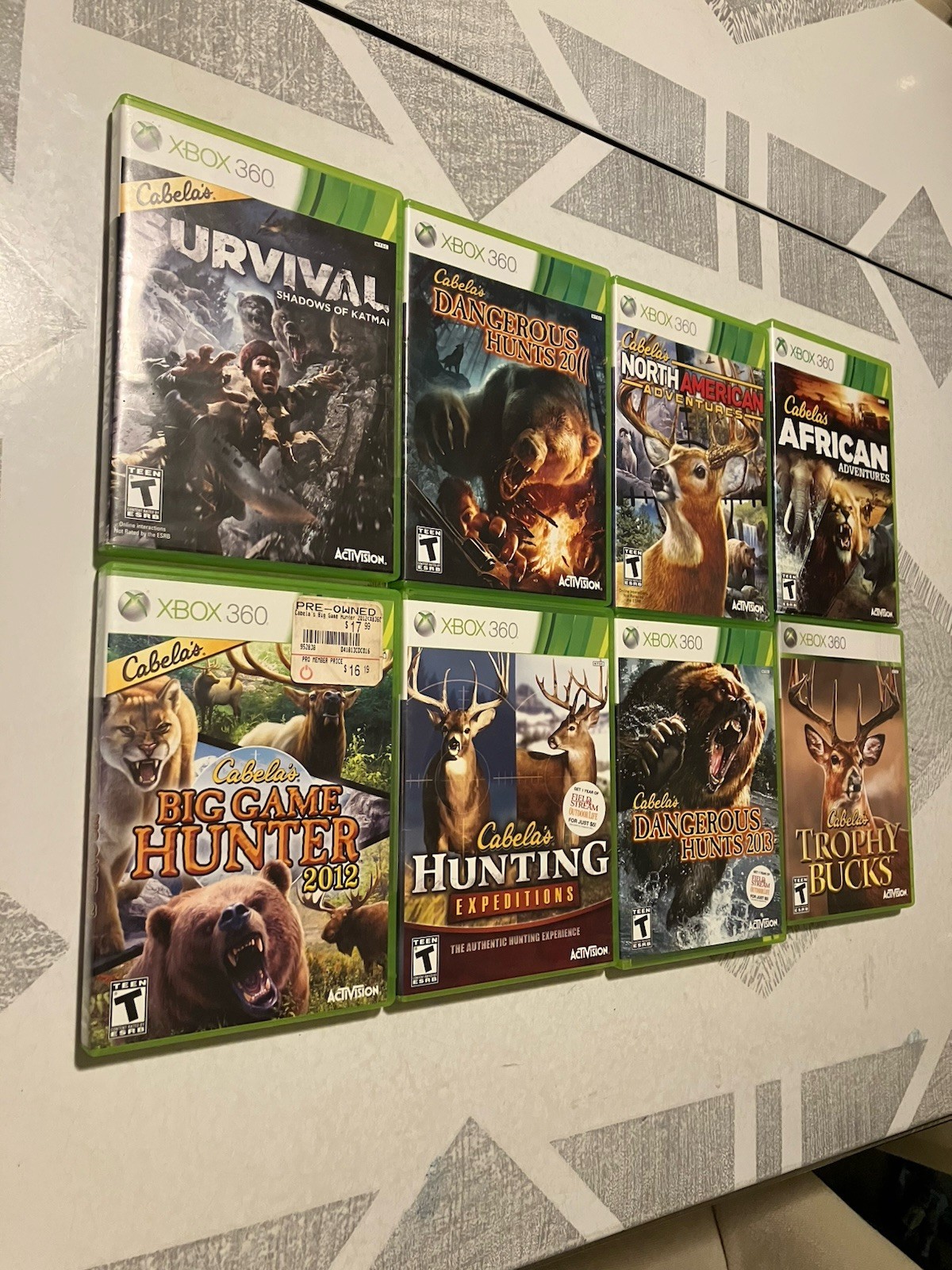 Cabelas Xbox 360 8 Game Lot Big Hunter, Dangerous Hunts, African, Survival