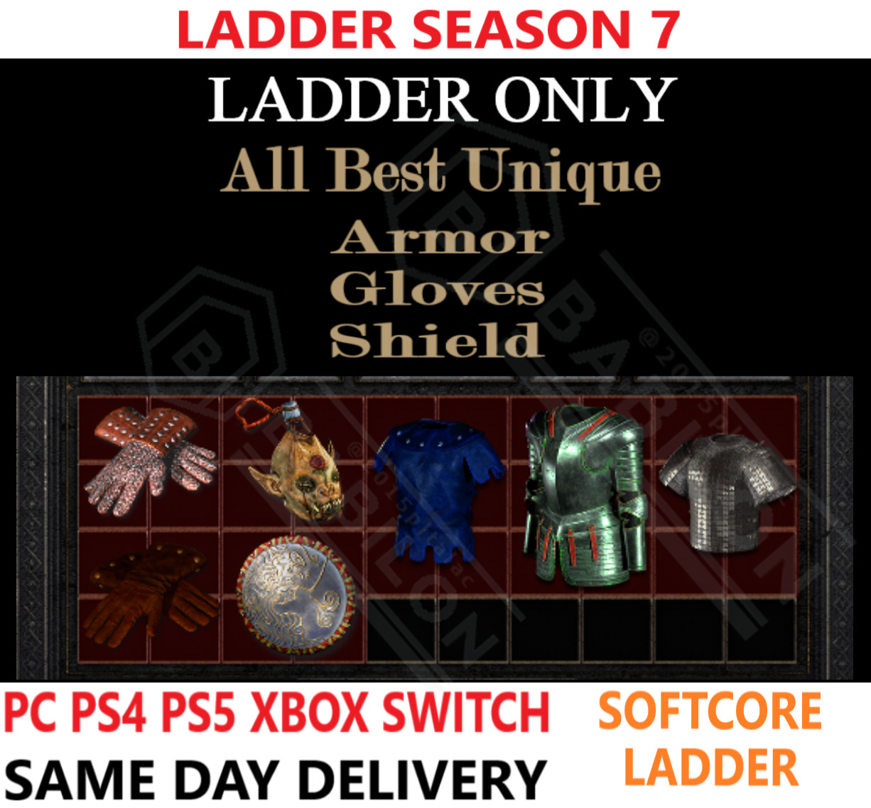 ✅ PC PS4 PS5 XBOX SWITCH✅ LADDER All Armor Glove Shield DIABLO 2 RESURRECTED D2R