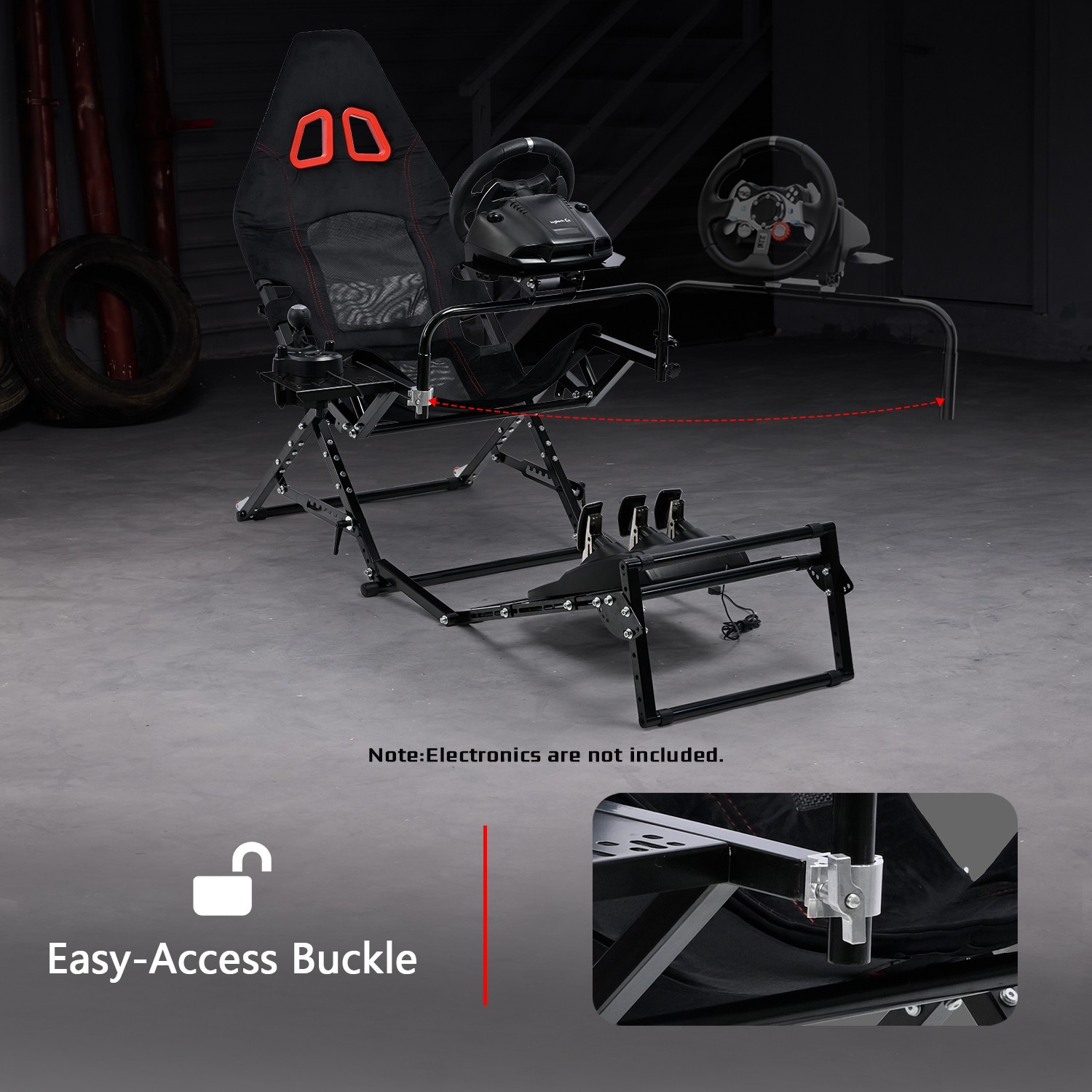 Dardoo Foldable Racing Simulator Cockpit Fit Logitech G923 G29 Moza Thrustmaster