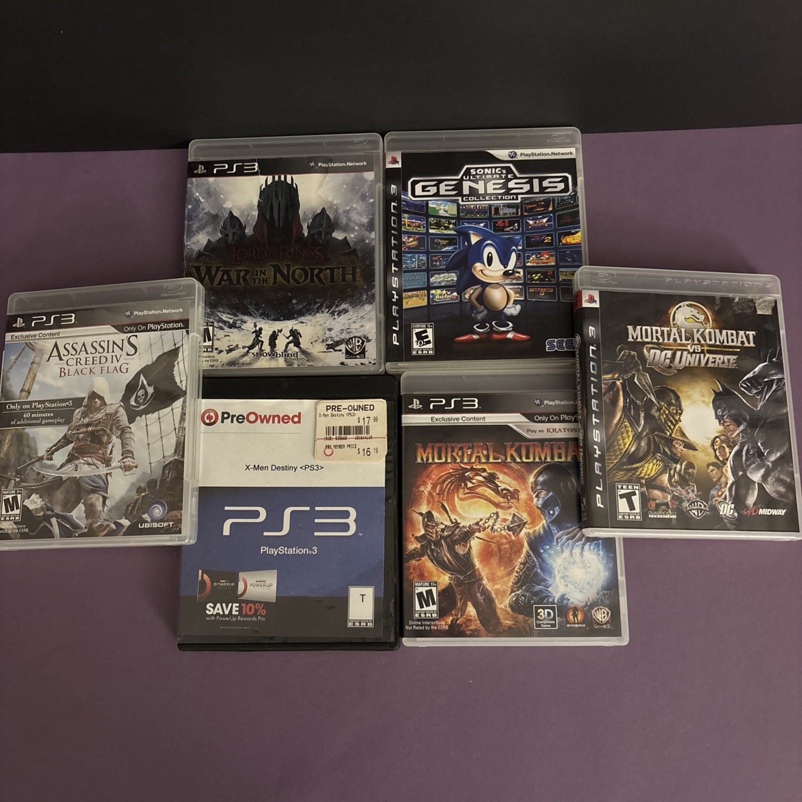 Lot Of 6 PS3 Games Bundle Mortal Kombat Assassins Creed X-Men Sonic Popular Rare