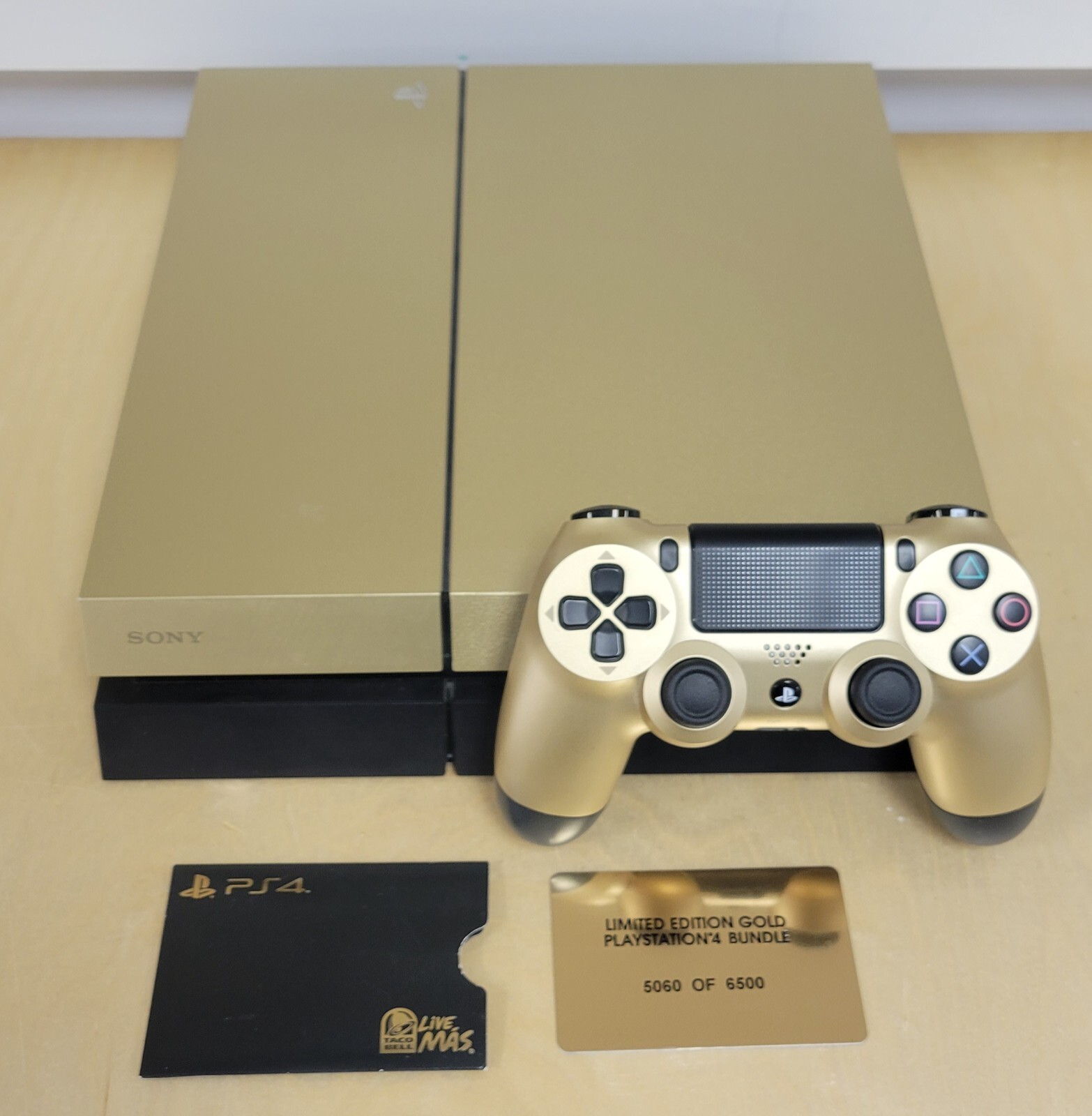 Sony Playstation 4 500GB Taco Bell Gold Console w/ Gold Card Very Good Condition