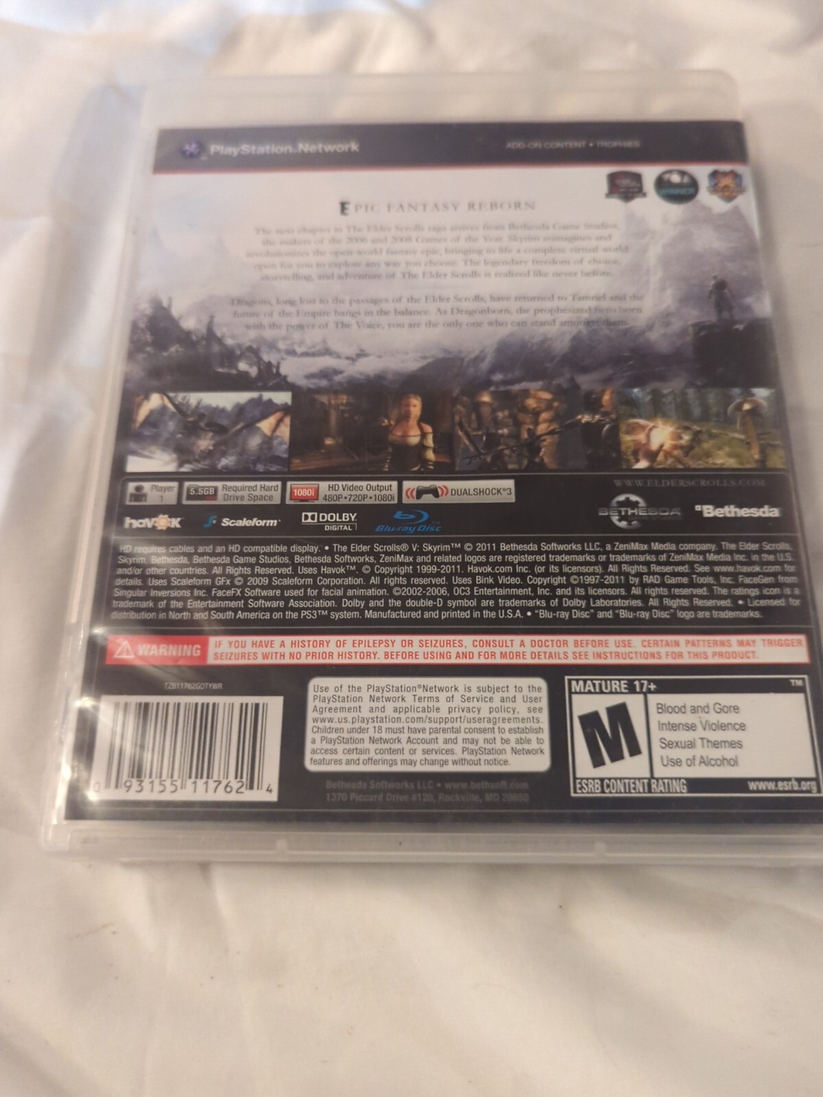 The Elder Scrolls V: Skyrim PlayStation 3 PS3 no map & No Manual