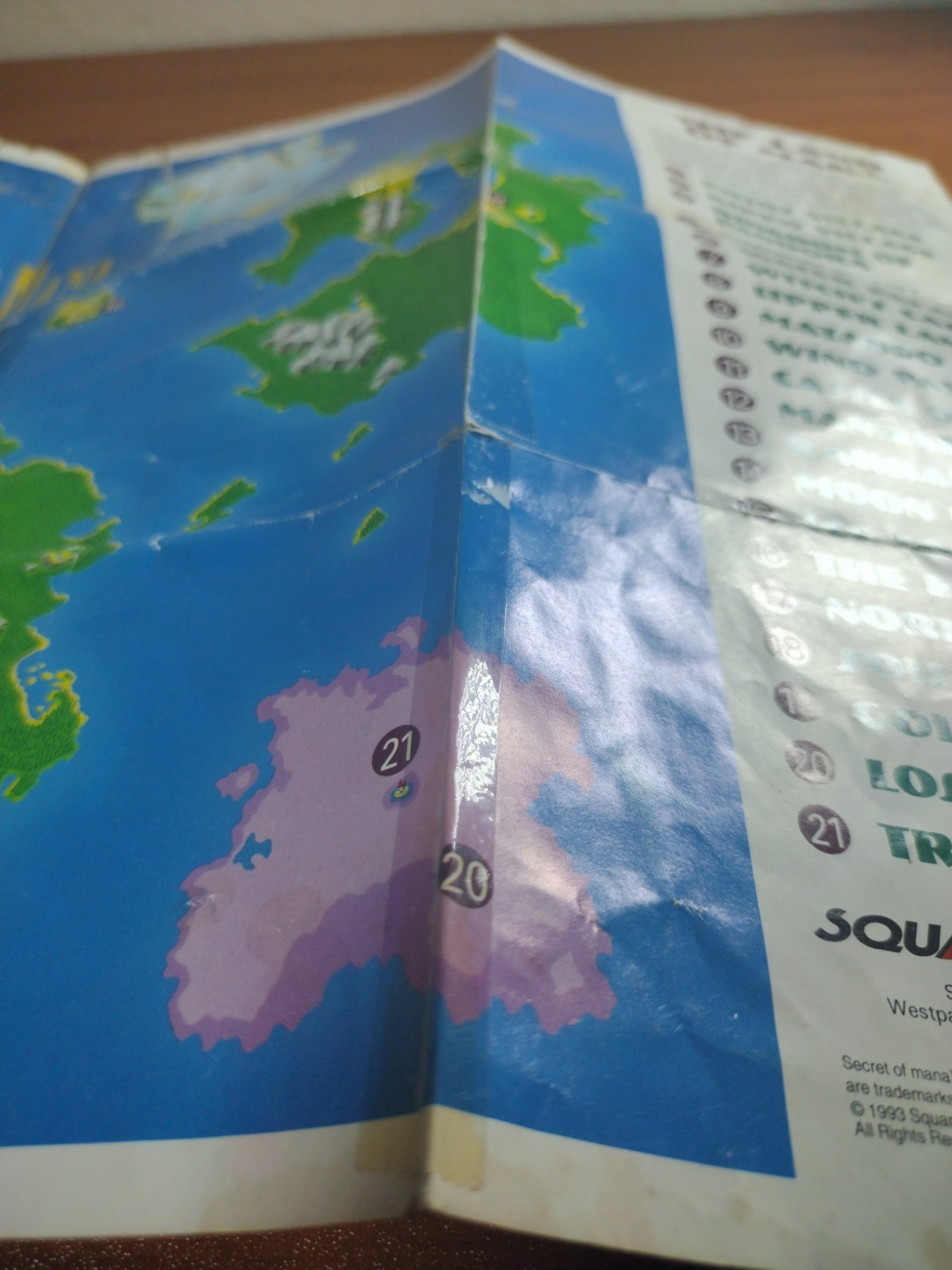 SECRET OF MANA The Land of Mana POSTER/MAP Super Nintendo SNES (See Pics)
