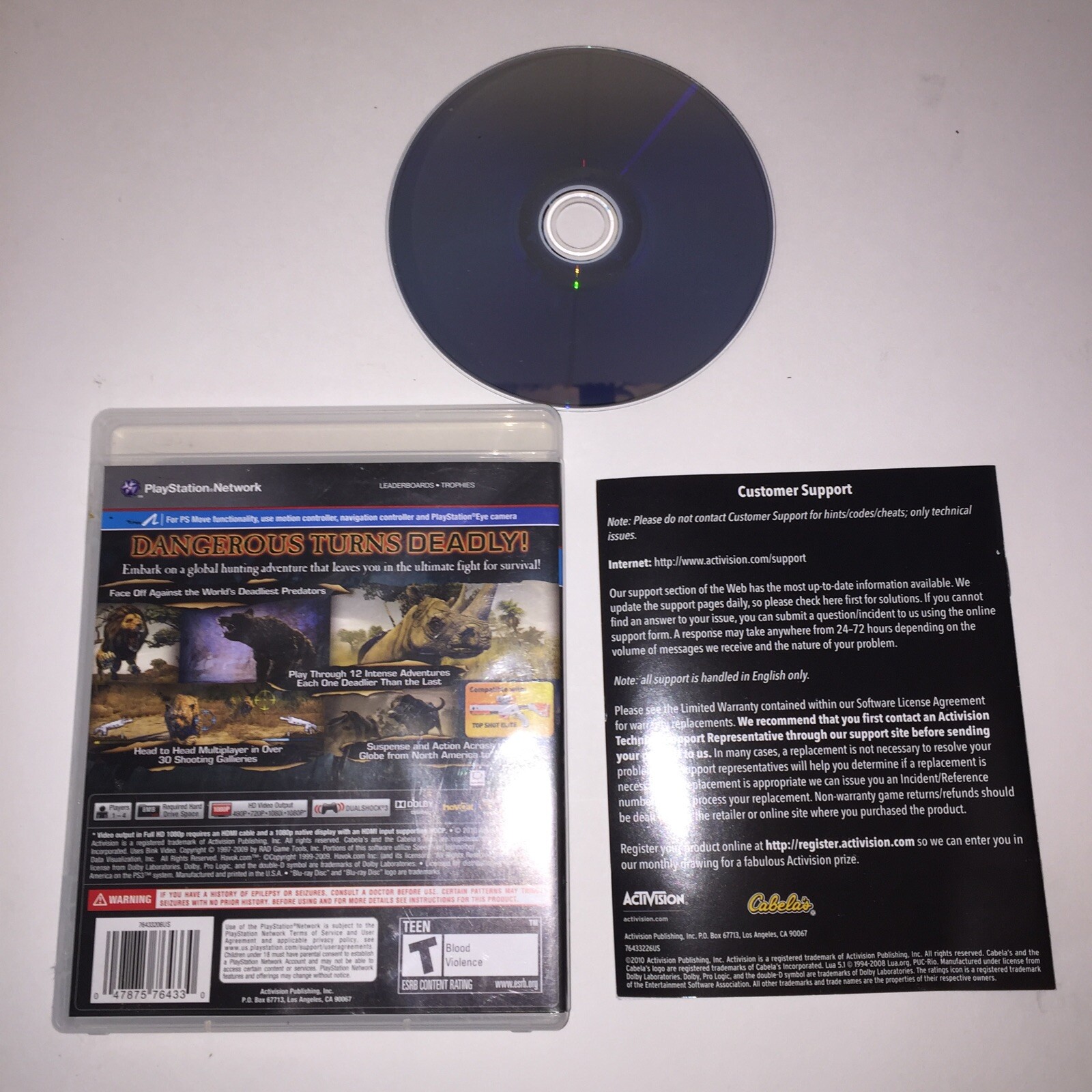 Cabela’s Dangerous Hunts 2011 (Sony PlayStation 3, 2010) CIB Tested Fast Ship