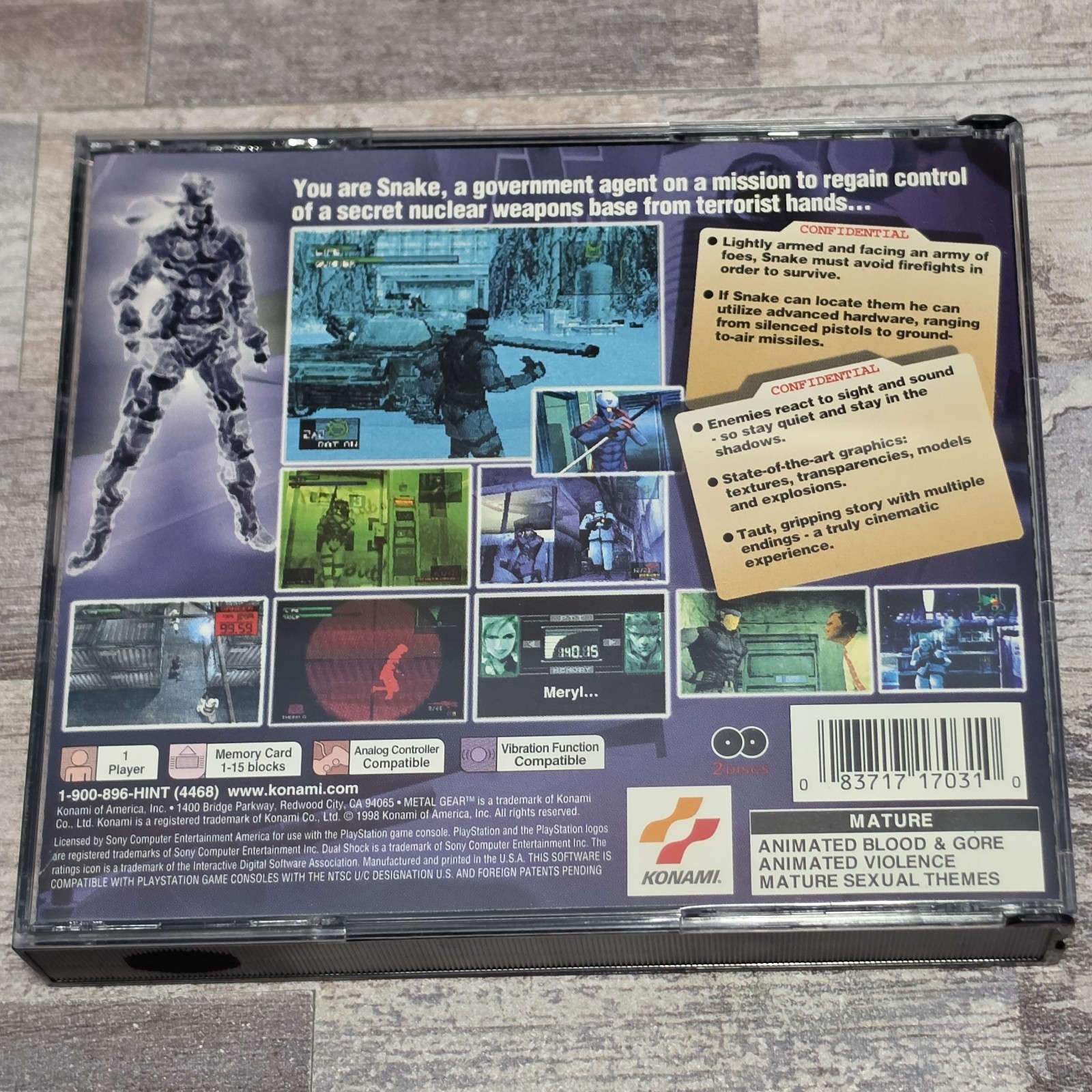Sony PlayStation PS1 Metal Gear Solid Black Label CIB Tested Complete CIB