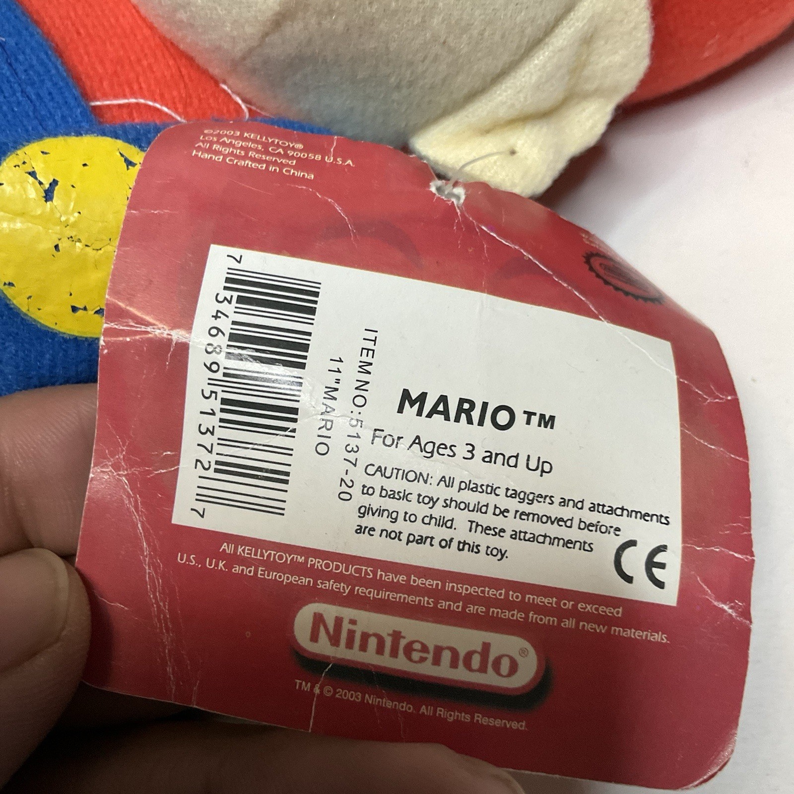 Vintage Kellytoy Nintendo Super Mario Bros. Super Mario Stuffed Plush Doll 11″
