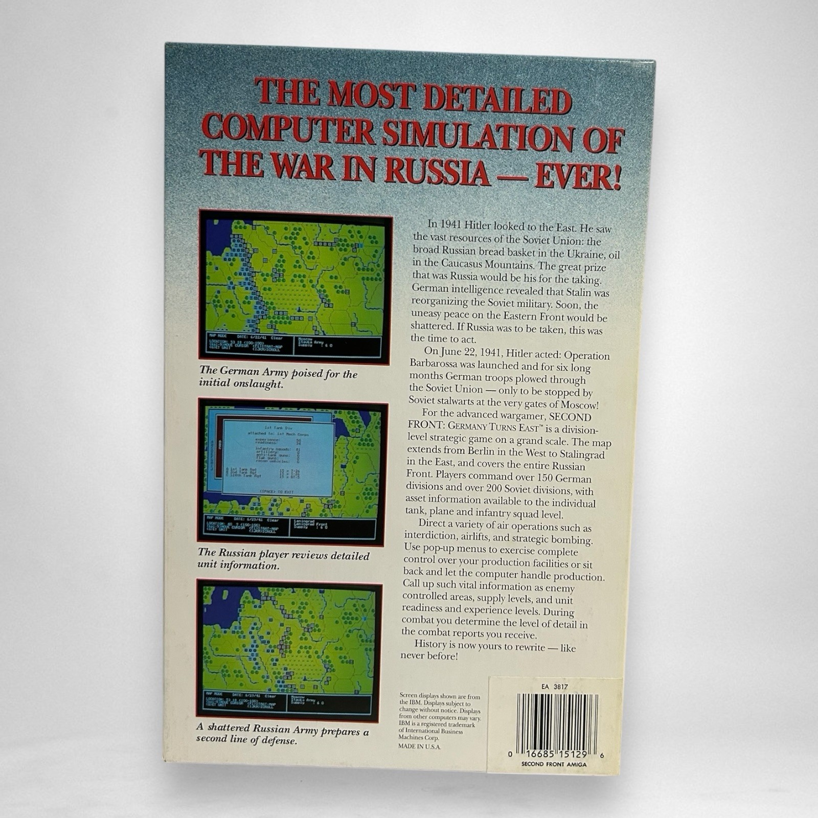 Second Front Germany Turns East 1990 Amiga SSI Floppy Game CIB