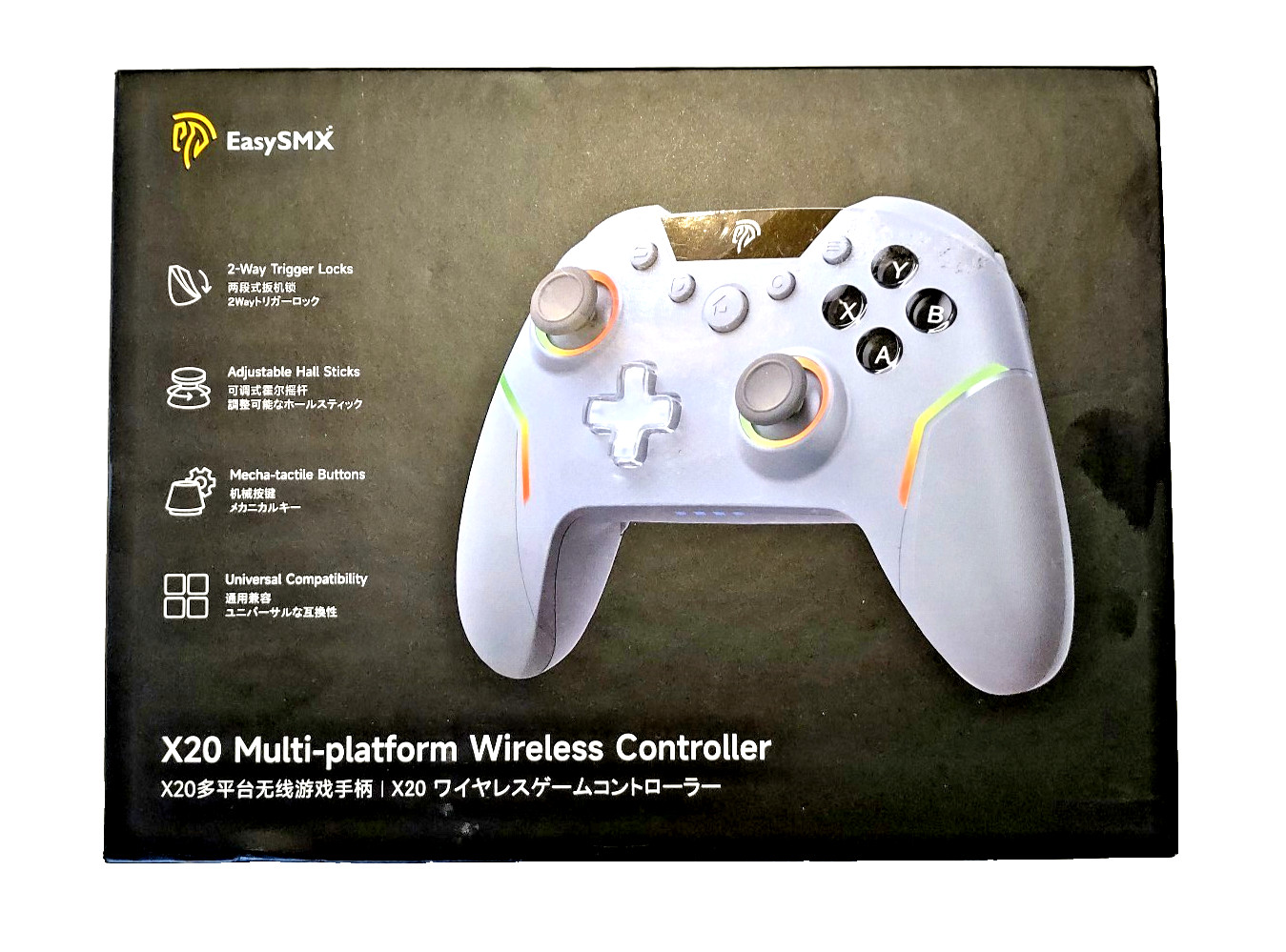 EasySMX X20 Wireless Gaming Controller w/ RGB Backlit, PC/Switch/Android/Steam