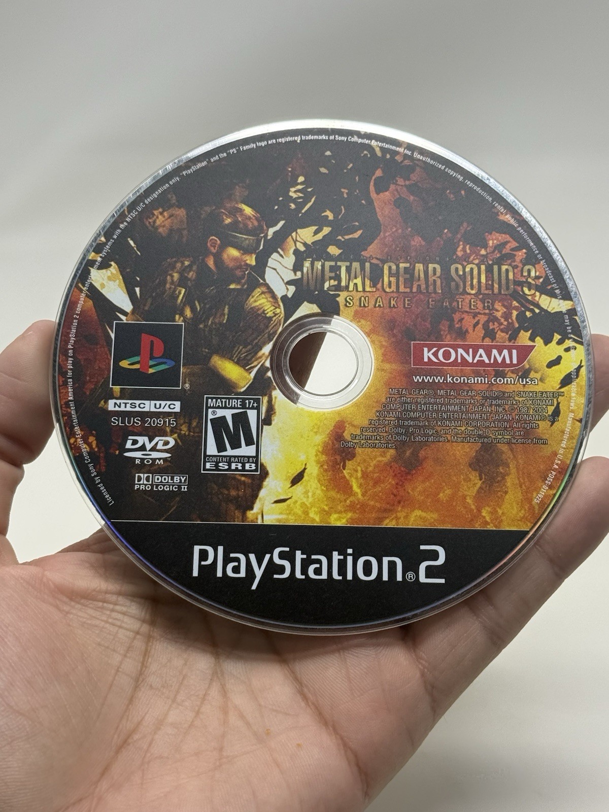 Metal Gear Solid 3 Snake Eater PS2 PlayStation 2 Mint Disc Only Authentic Tested