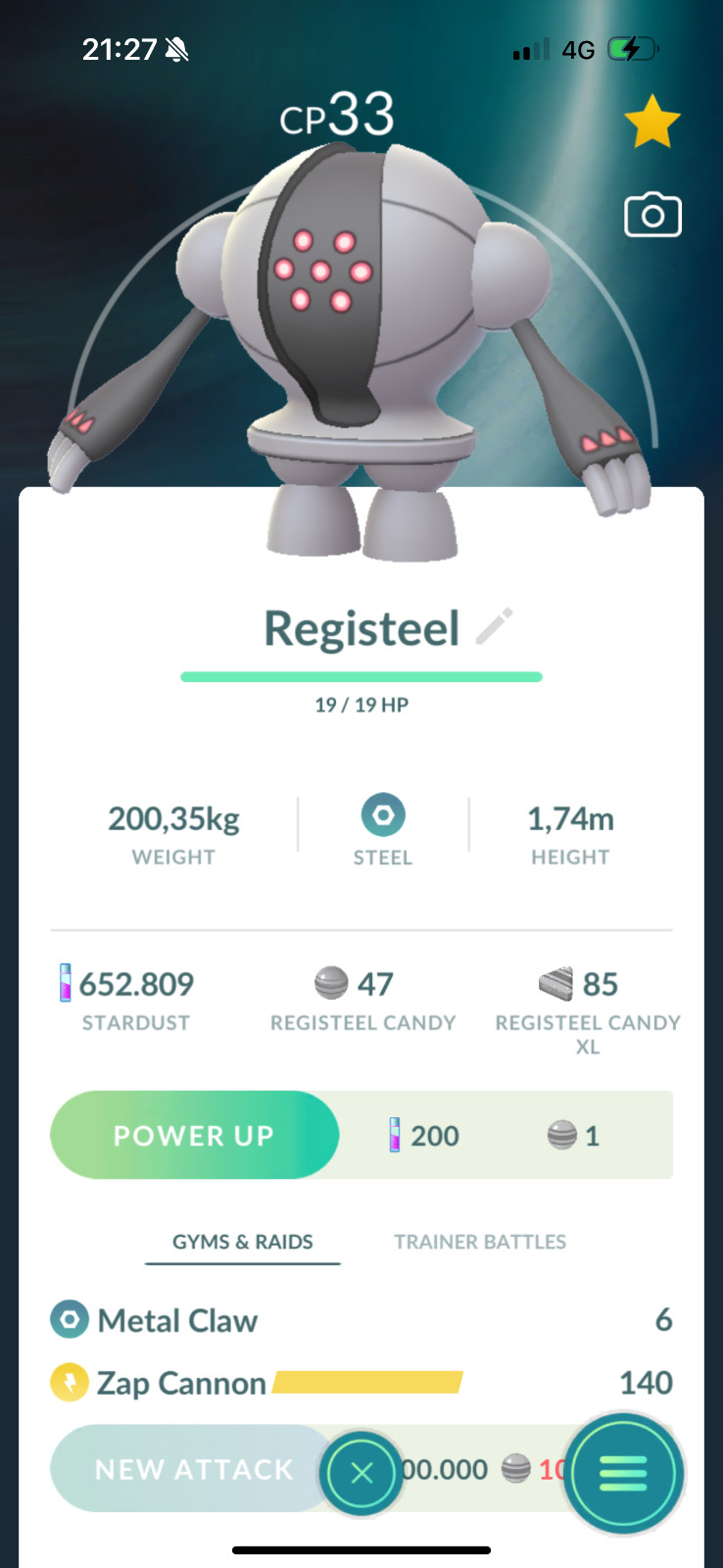 Regigigas, Regidrago, Regieleki, Registeel IvI1 | Tr-de 20kstardust