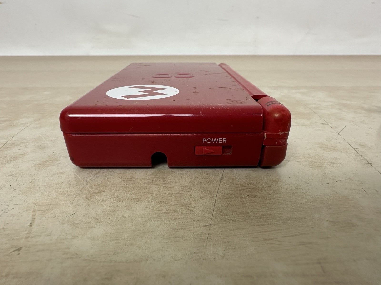 Nintendo DS Lite Mario Edition Console w/ Charger & GBA Cover: WORKS! BAD HINGE!