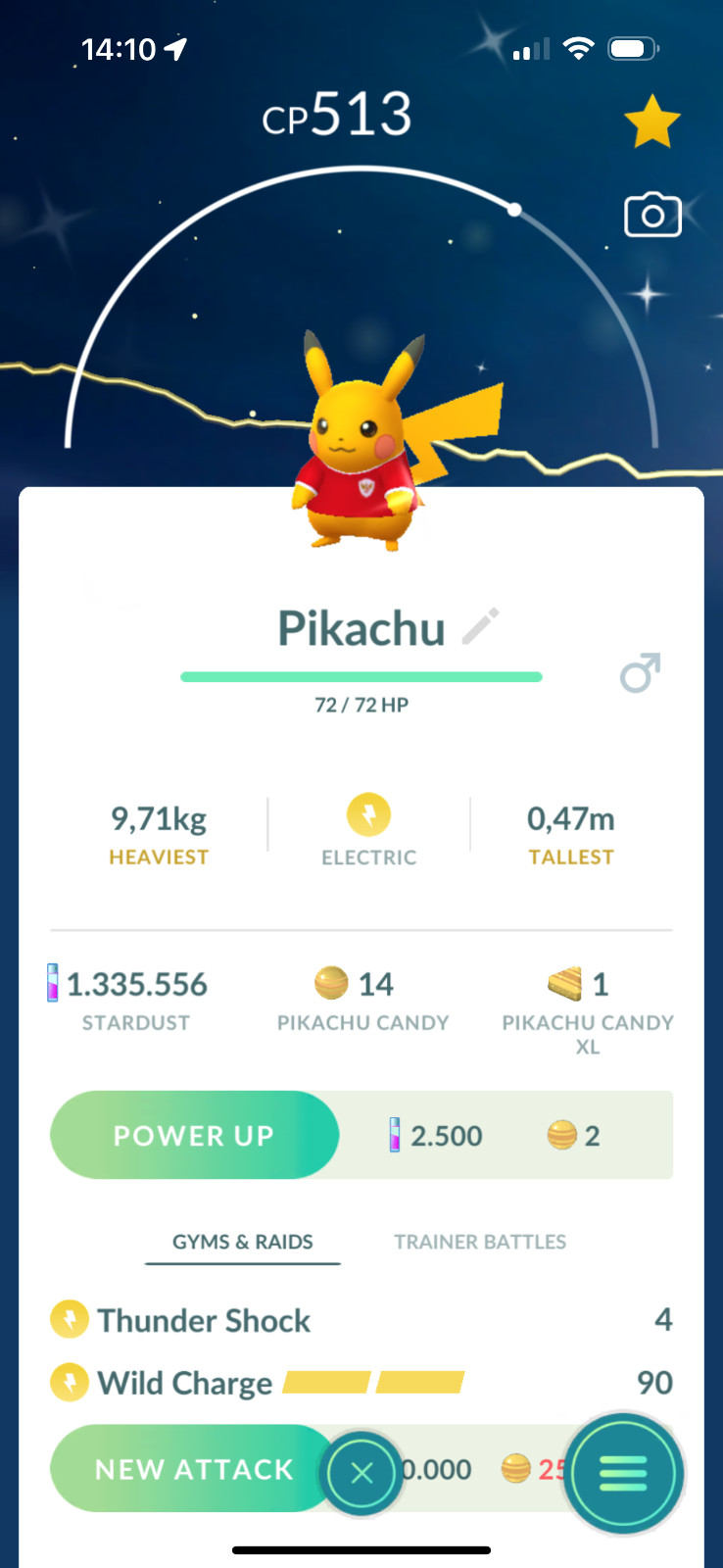 shiny Pikachu wearing an Indonesia football jersey TR-DE 20k star-dust