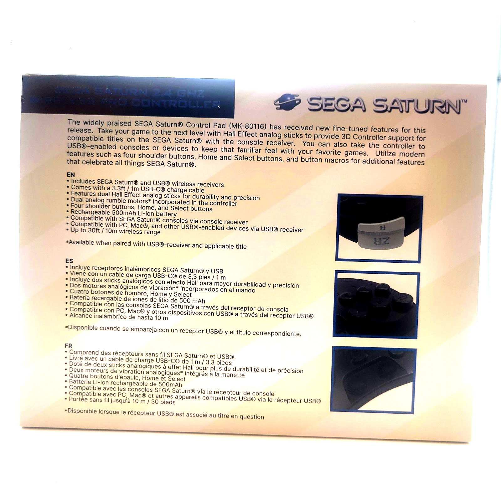Sega Saturn 2.4GHz Wireless Pro Controller Analog Joysticks by Retro-bit – Black