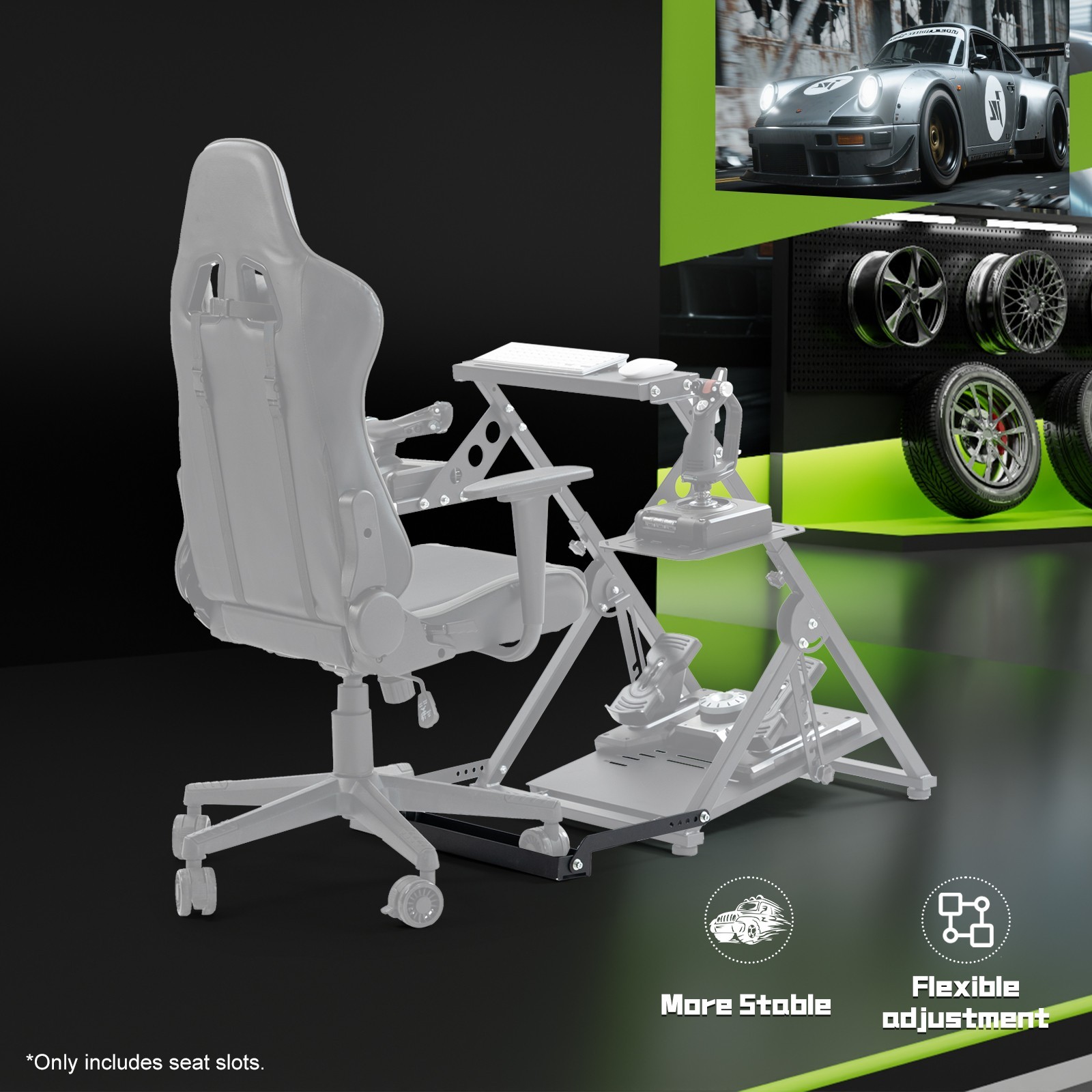 Hottoby Racing Wheel Stand For Seat Holder Kit DIY Card Slot Organizer Set