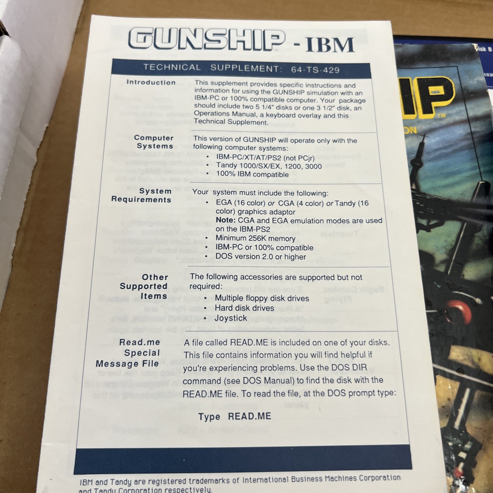 Gunship Microprose IBM PC/XT/AT Big Box – Complete in Box see photos