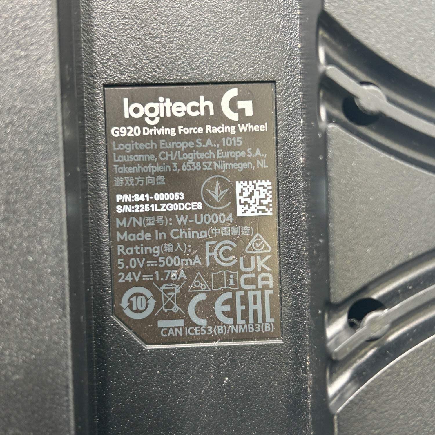 Logitech G Driving Force G920 Racing Wheel W-U0004 Wheel Only