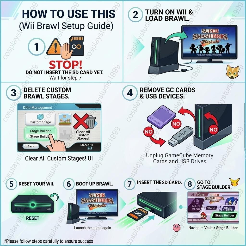 Super Smash Bros. Brawl Project+ Nintendo Wii SD Memory Card 100% UNLOCKED