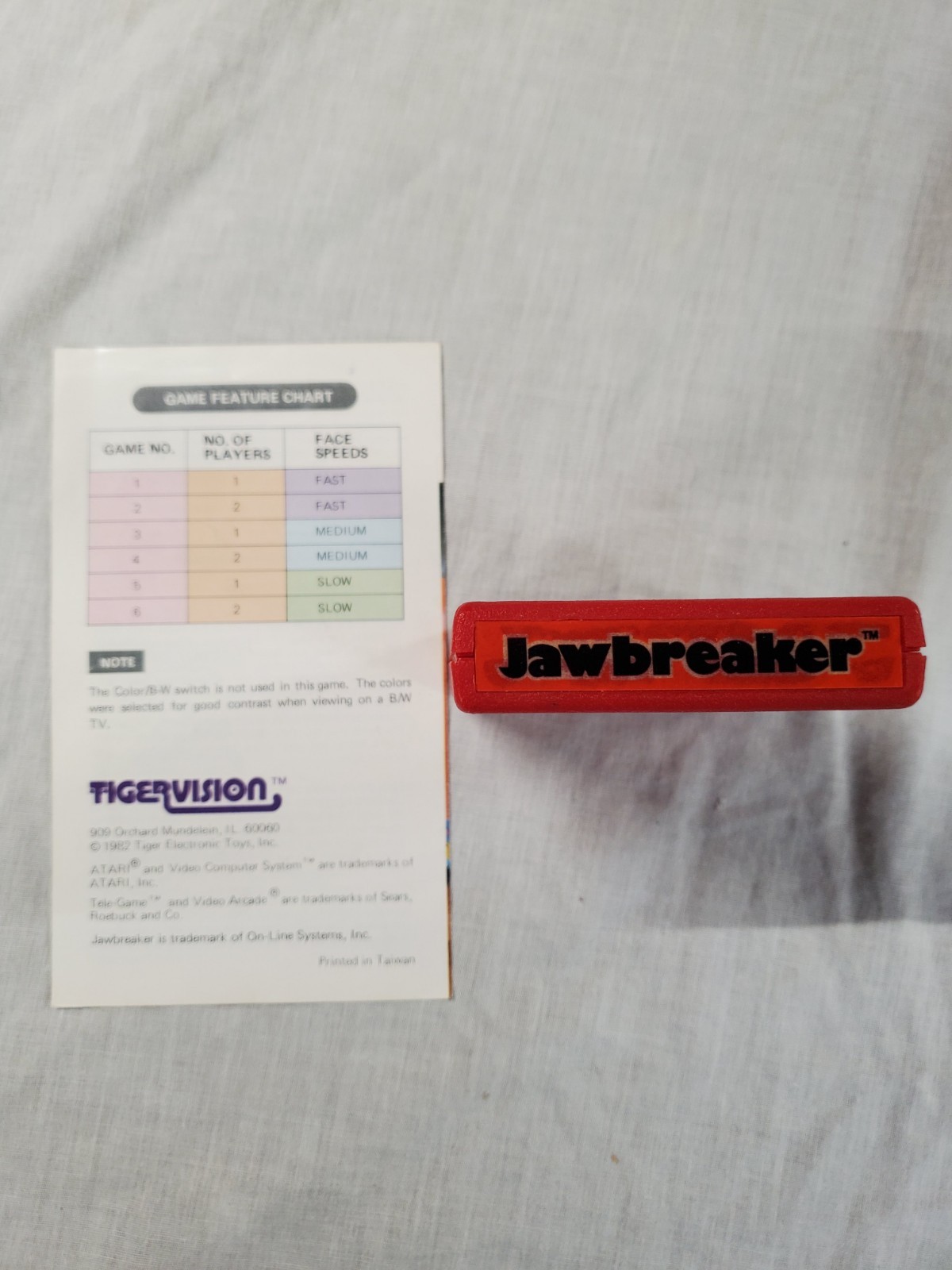 JAWBREAKER Atari 2600 Game with Instruction Manual tested