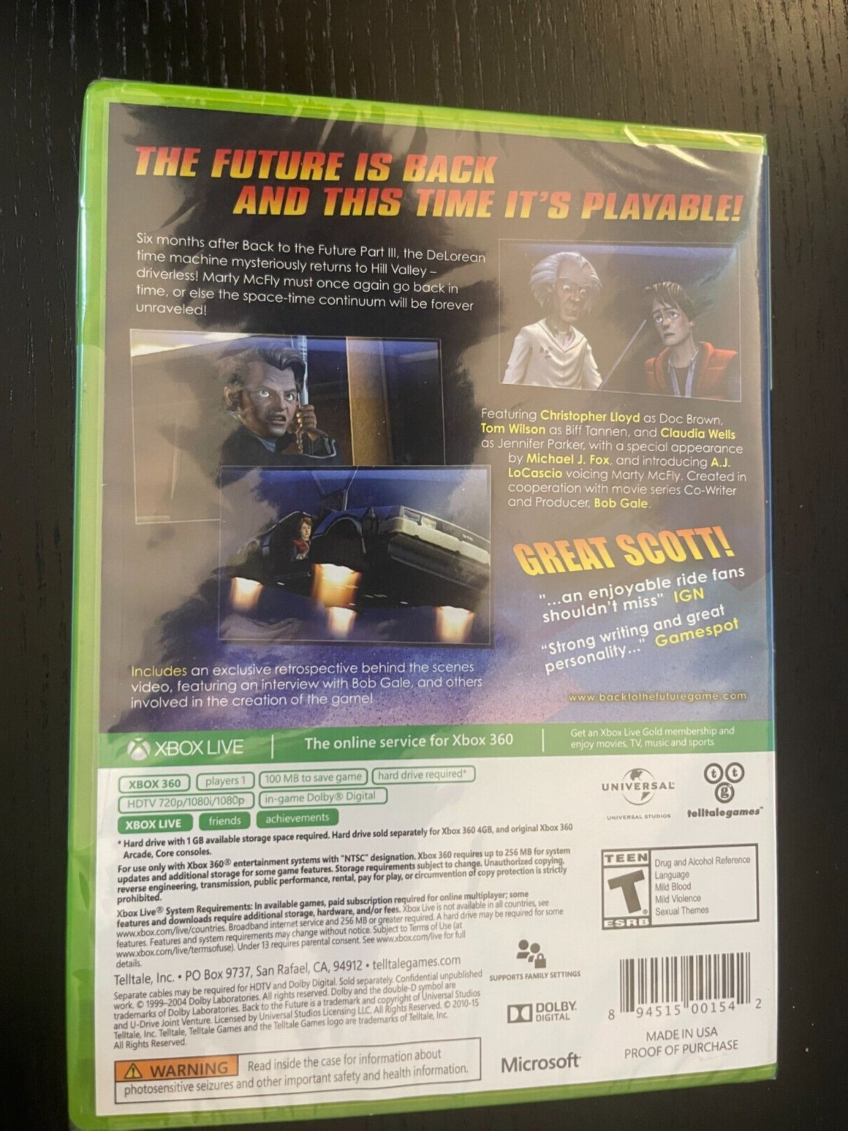 Back to the Future: The Game 30th Anniversary Edition (Microsoft Xbox 360, 2015)
