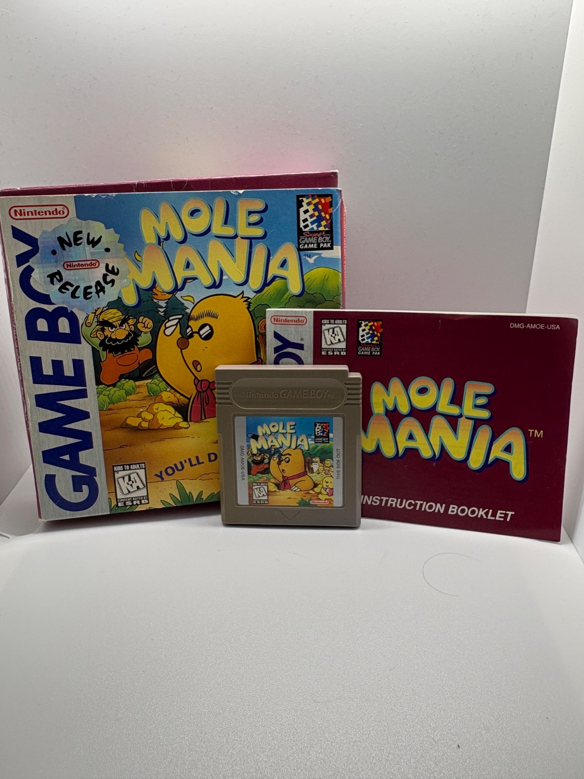 Mole Mania (Nintendo Gameboy Game Boy) Complete CIB Tested Saves