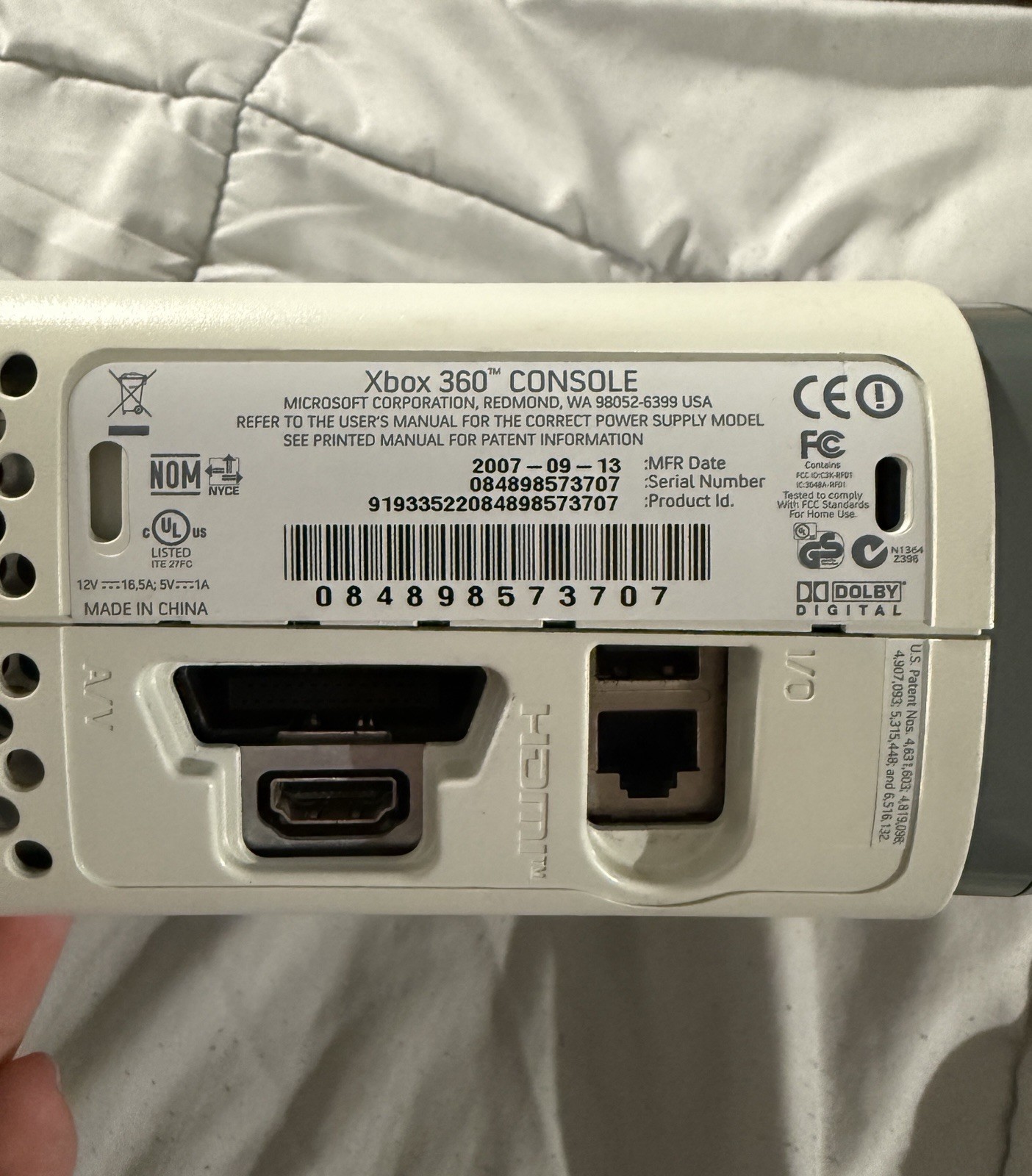 Microsoft Xbox 360 20GB White Console W/ Power Adapter & 256MB Memory Card WORKS