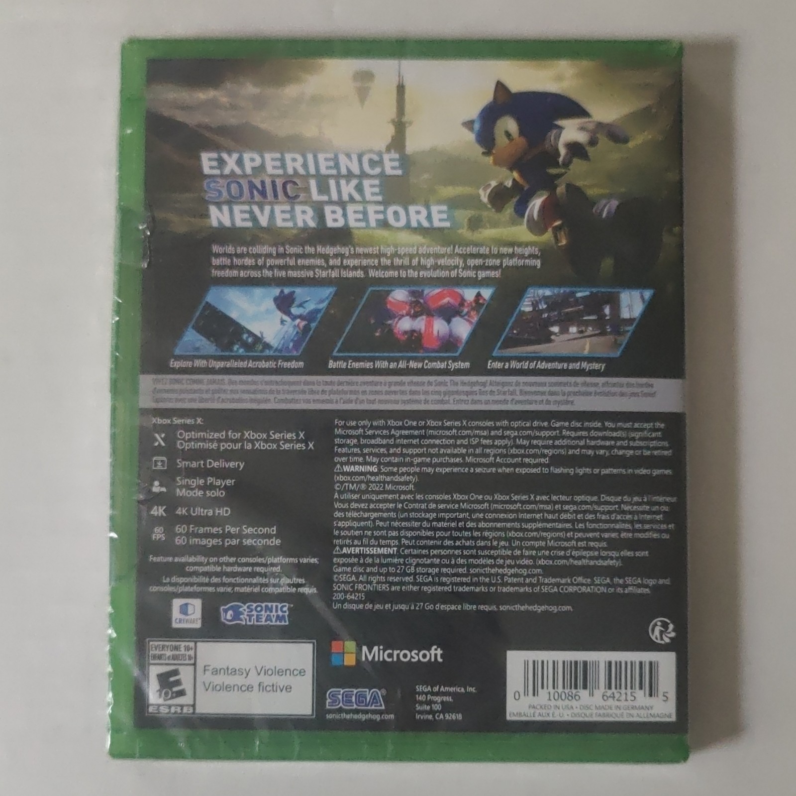 SEGA Sonic Frontiers Xbox One/Xbox Series X Smart Delivery, Optimized E10+