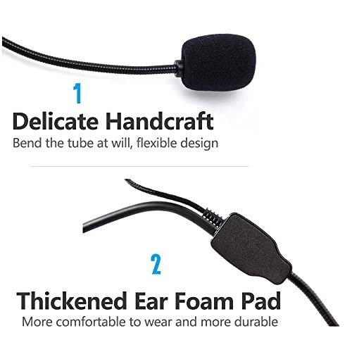2Pcs Flexible Wired Boom Microphone Headset, 3.5mm Jack for Singing, Teaching &