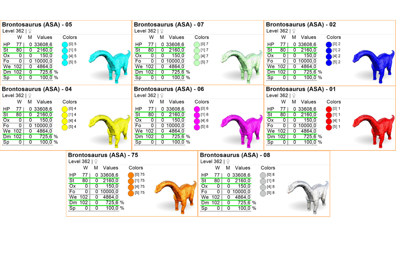 Brontosaurus TOP STATS for Rhyniognatha BUG Ark Survival Ascended Official PVE