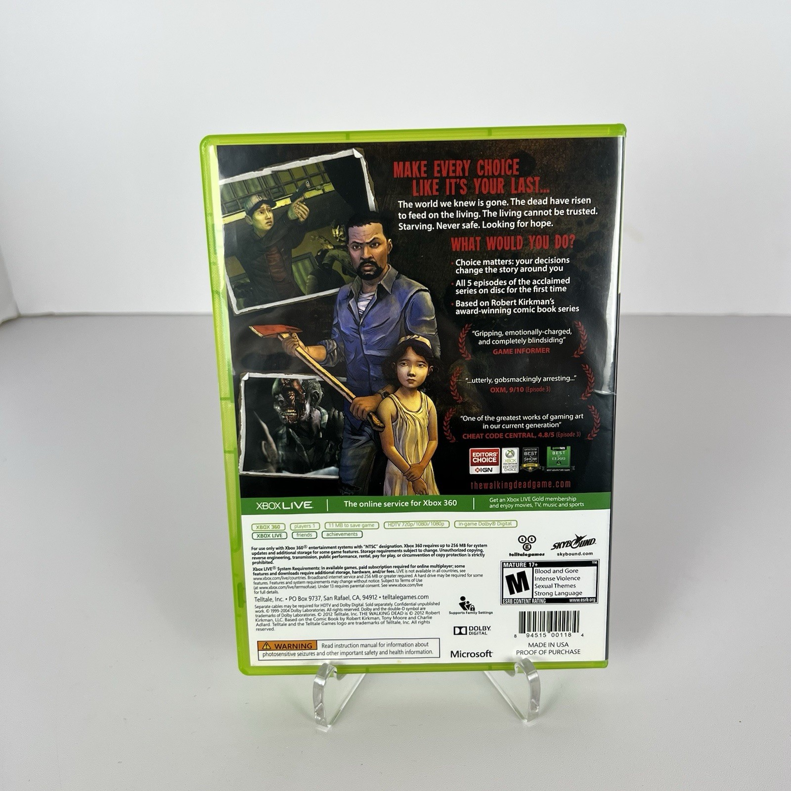 The Walking Dead: A Telltale Games Series (Microsoft Xbox 360, 2012) Complete