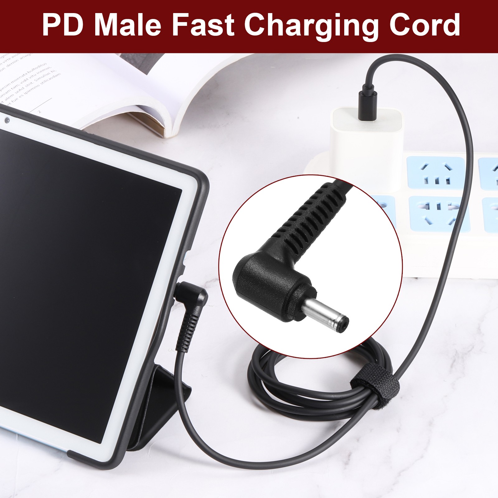 0.5FT USB C to DC PD Power Fast Charging Cable, 4mmx1.35mm 65W/18V-20V(Black)